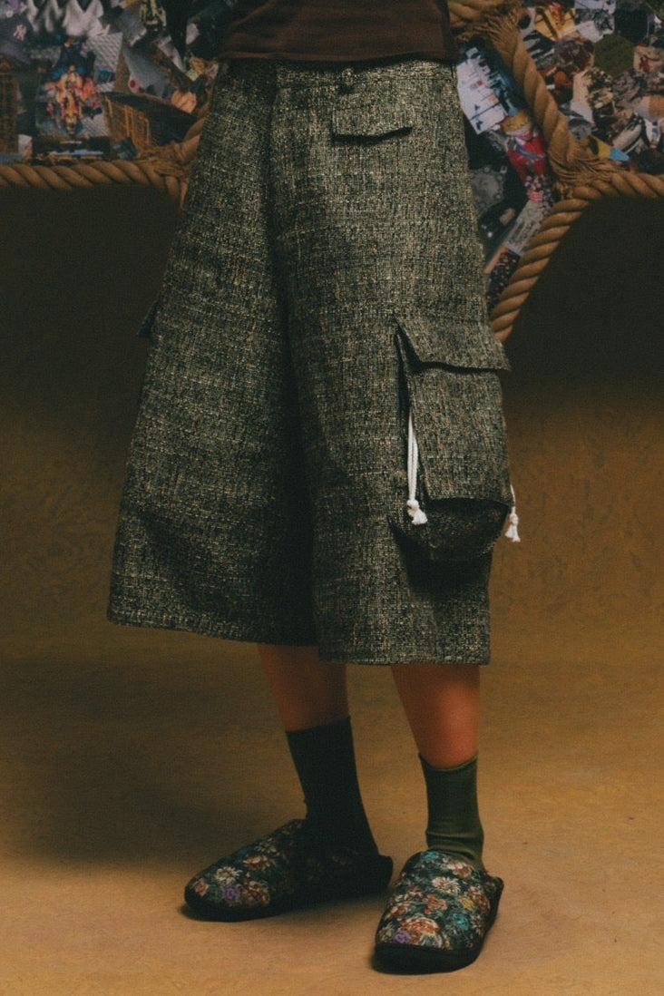 Tweed Purse Cargo Shorts【GRN】