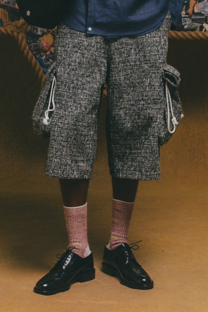 Tweed Purse Cargo Shorts【BLK】