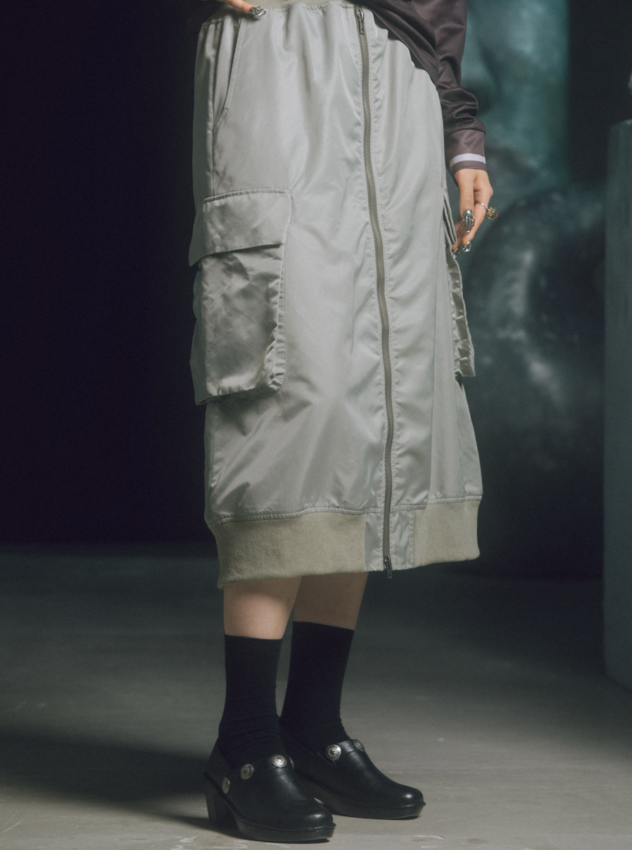 Nylon Rib Skirt 【Gray】