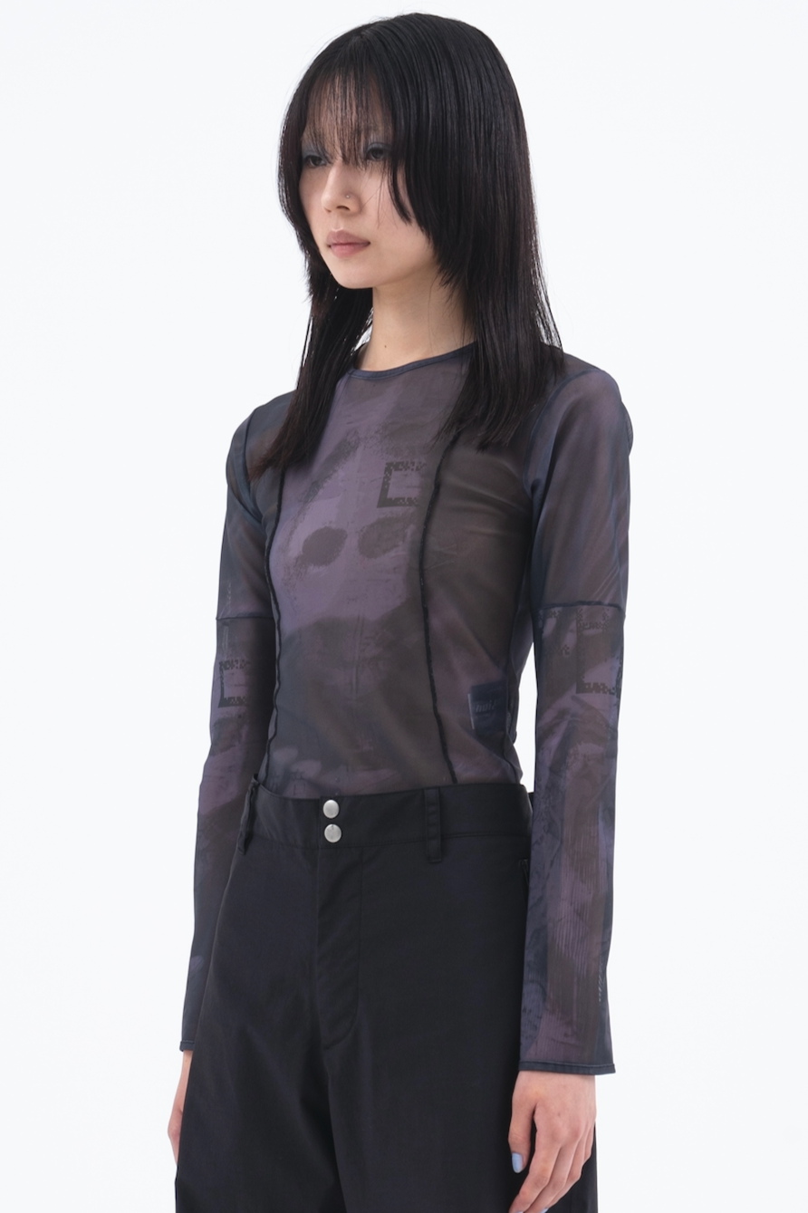 "PEGADAS" Mesh Blouse 【Black】