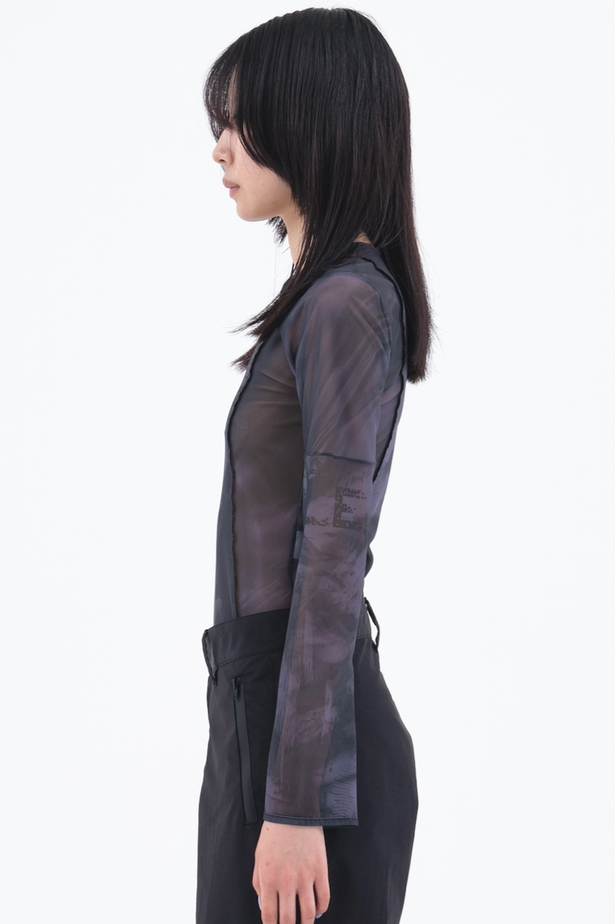 "PEGADAS" Mesh Blouse 【Black】