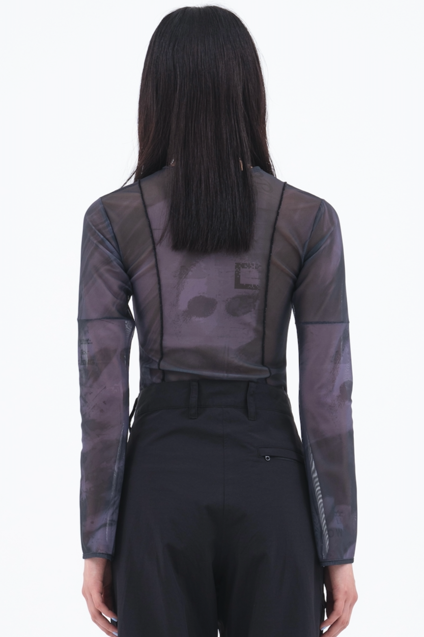 "PEGADAS" Mesh Blouse 【Black】
