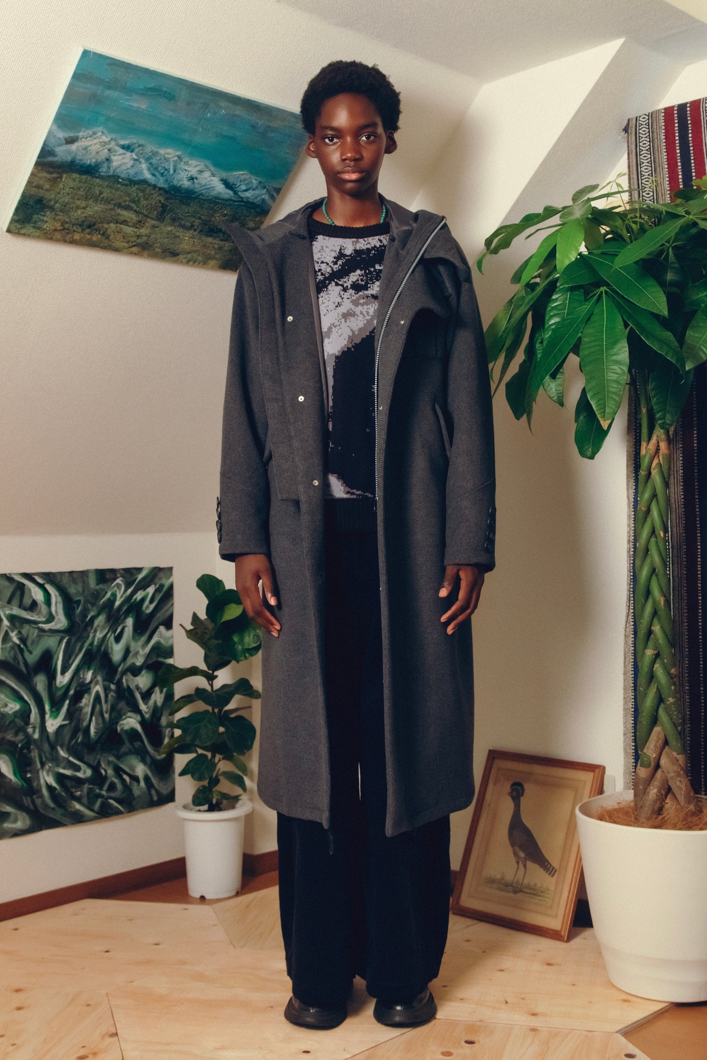 Hooded Long Coat【GRY】