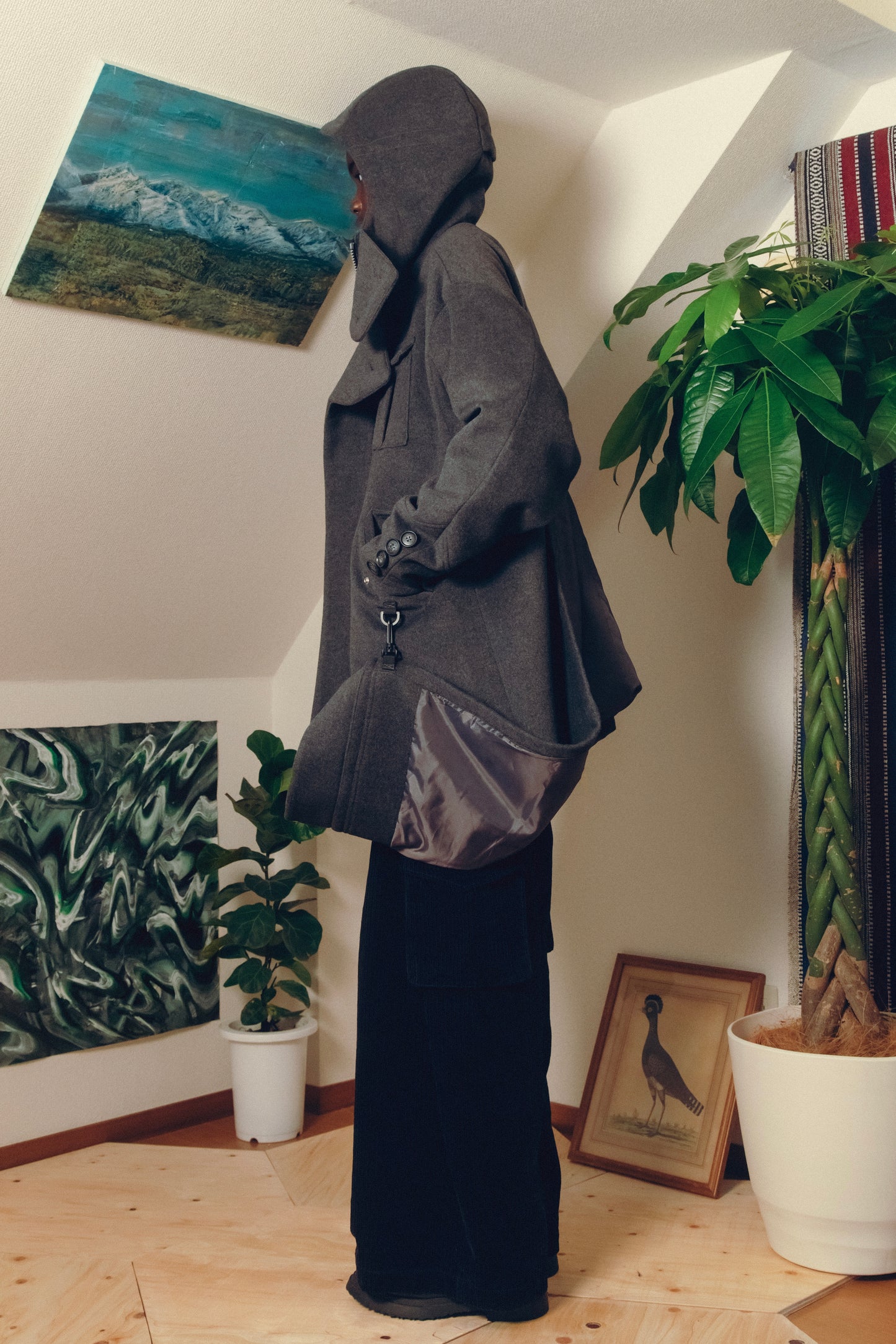 Hooded Long Coat【GRY】