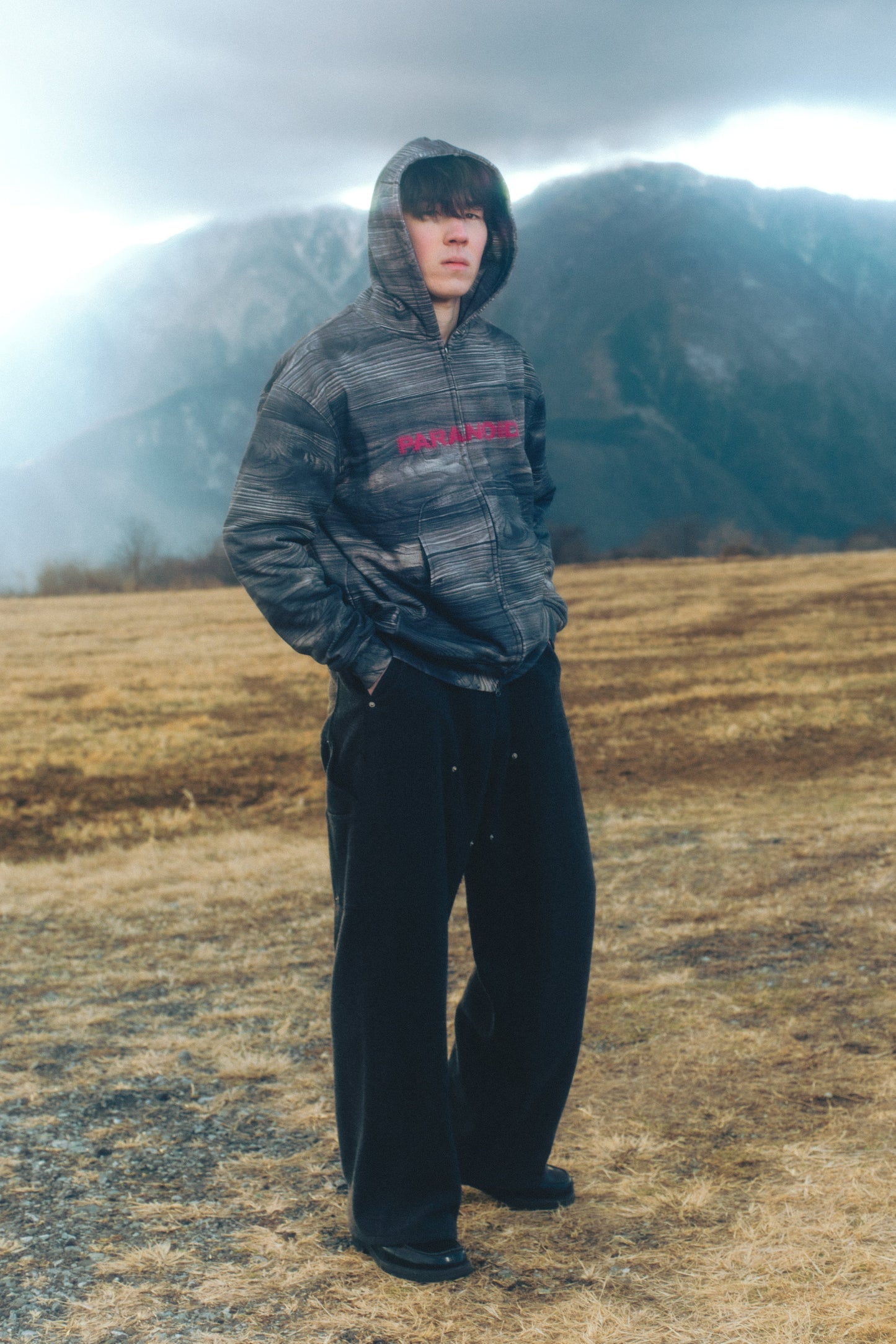 MELANGE PAINTER PANTS【BLK】