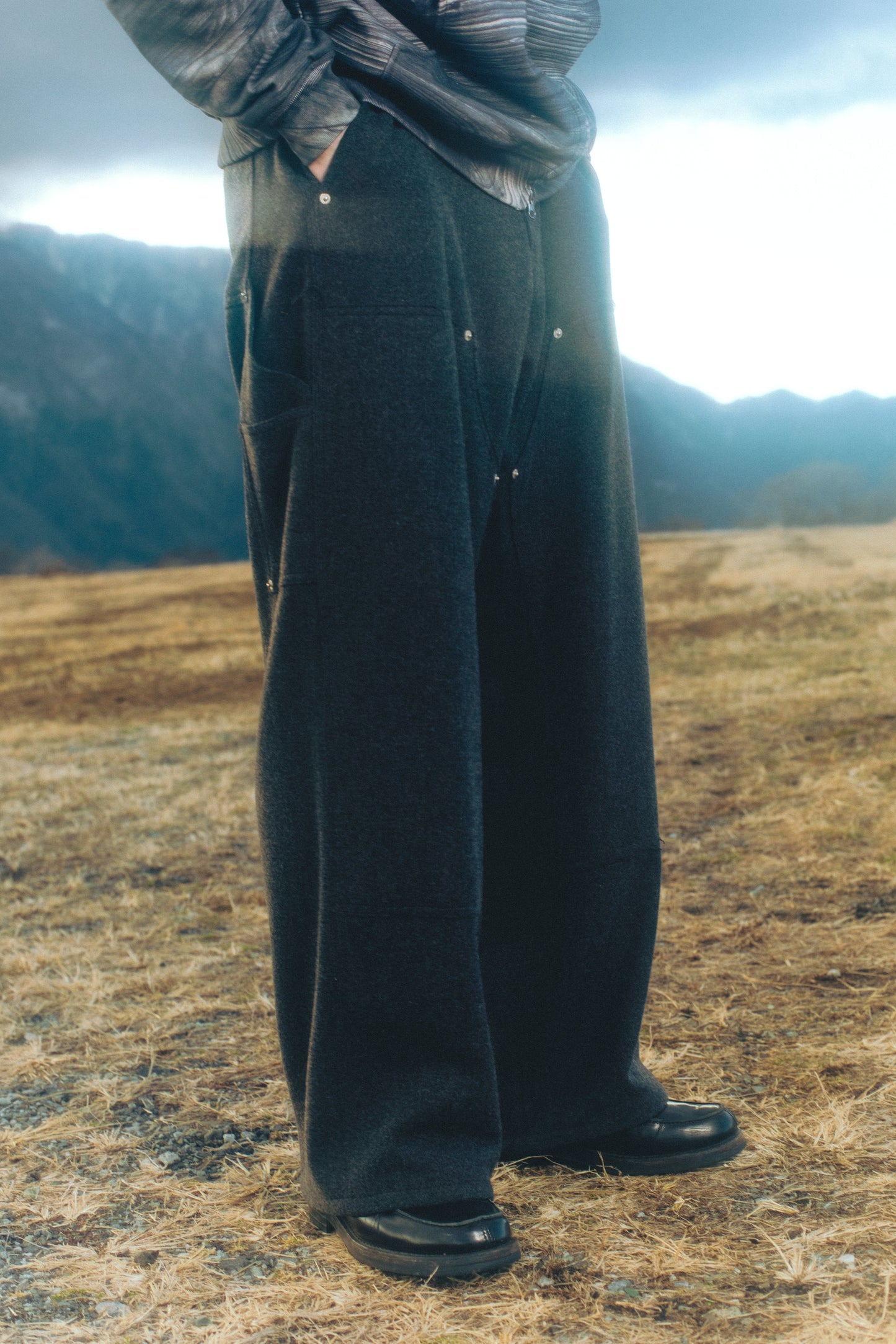 MELANGE PAINTER PANTS【BLK】