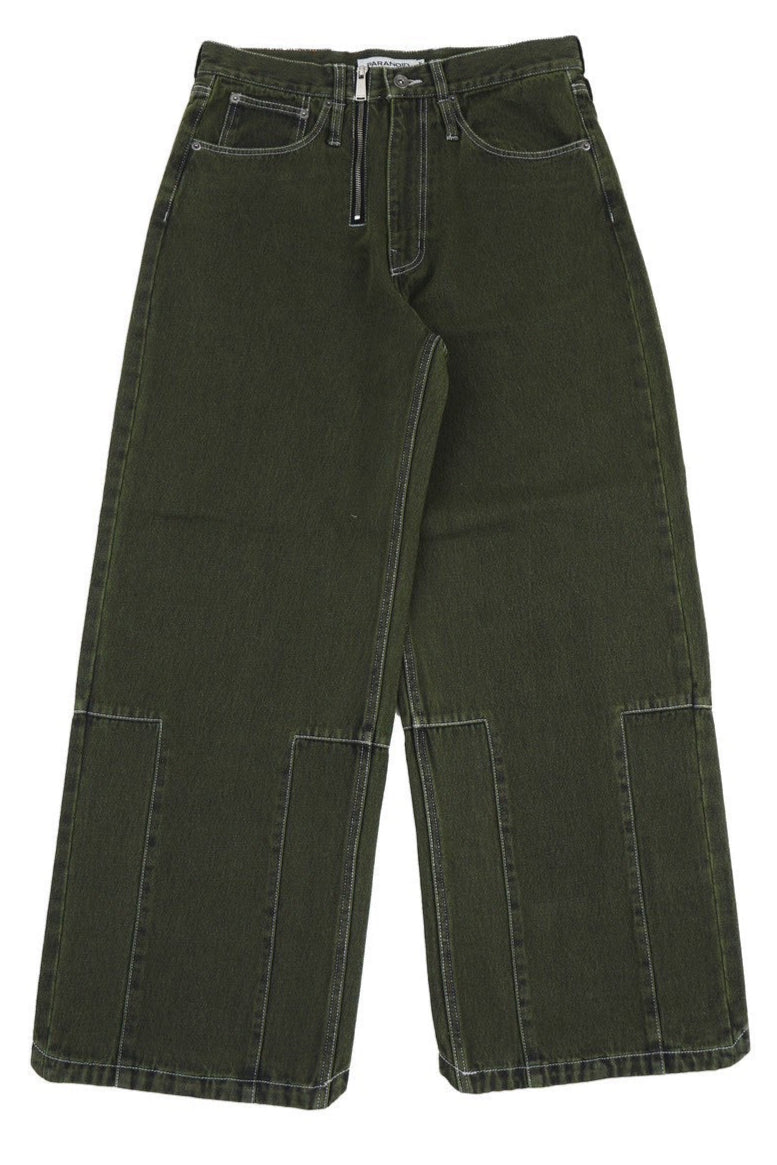 Two Zips Straight Wide Denim【GRN】 – PARANOID ONLINE STORE