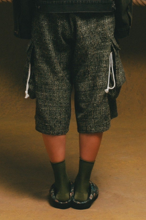 Tweed Purse Cargo Shorts【GRN】