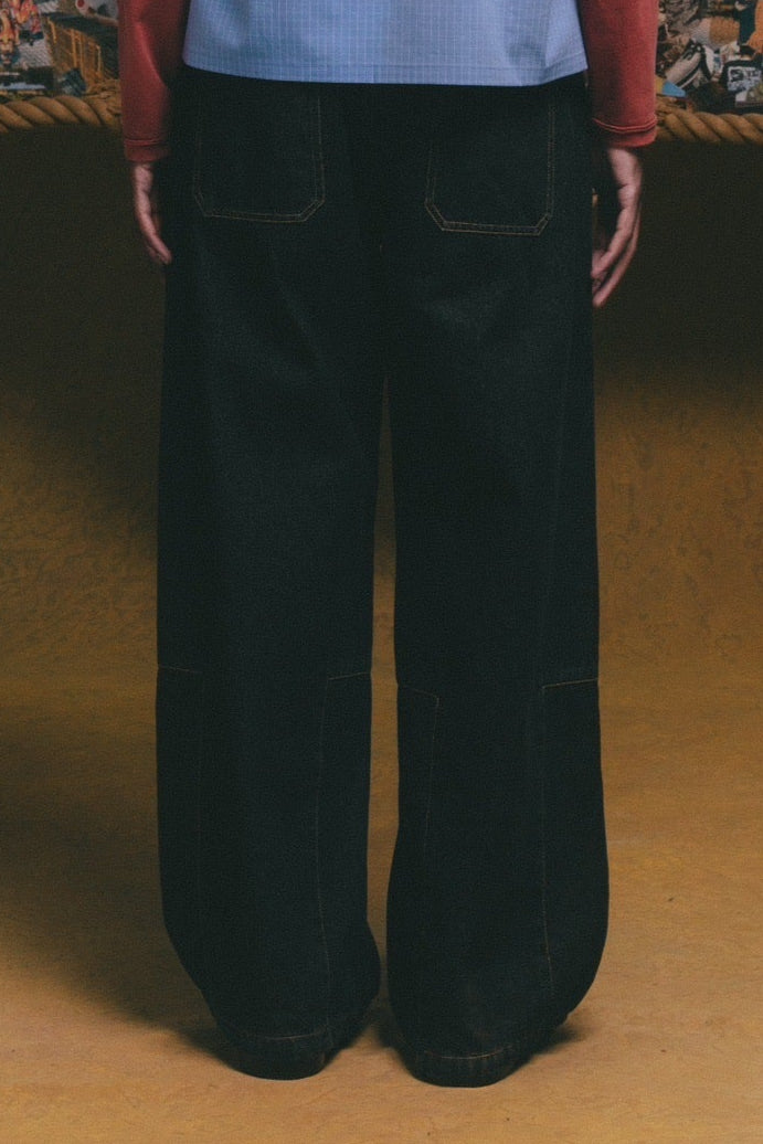 Two Zips Straight Wide Denim【BLK】
