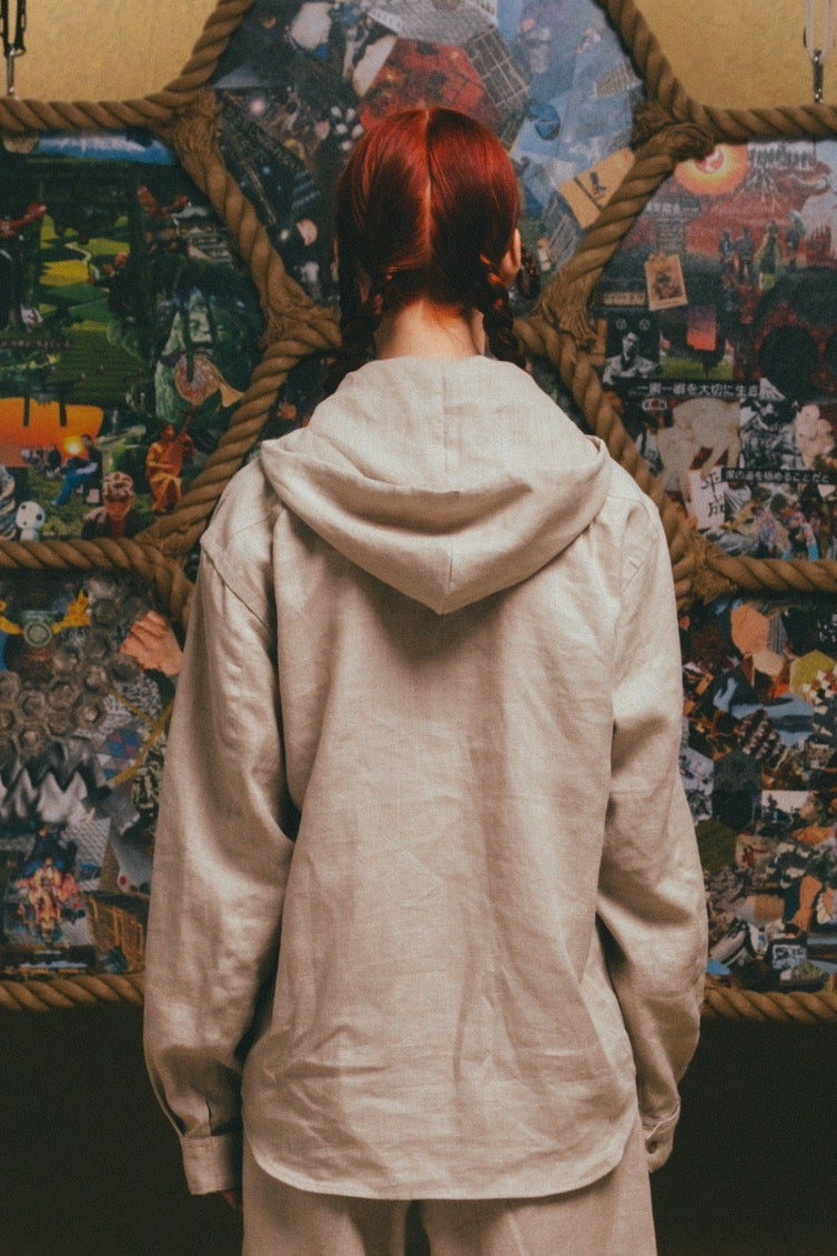 Linen Hooded Panel Shirt【ECR】