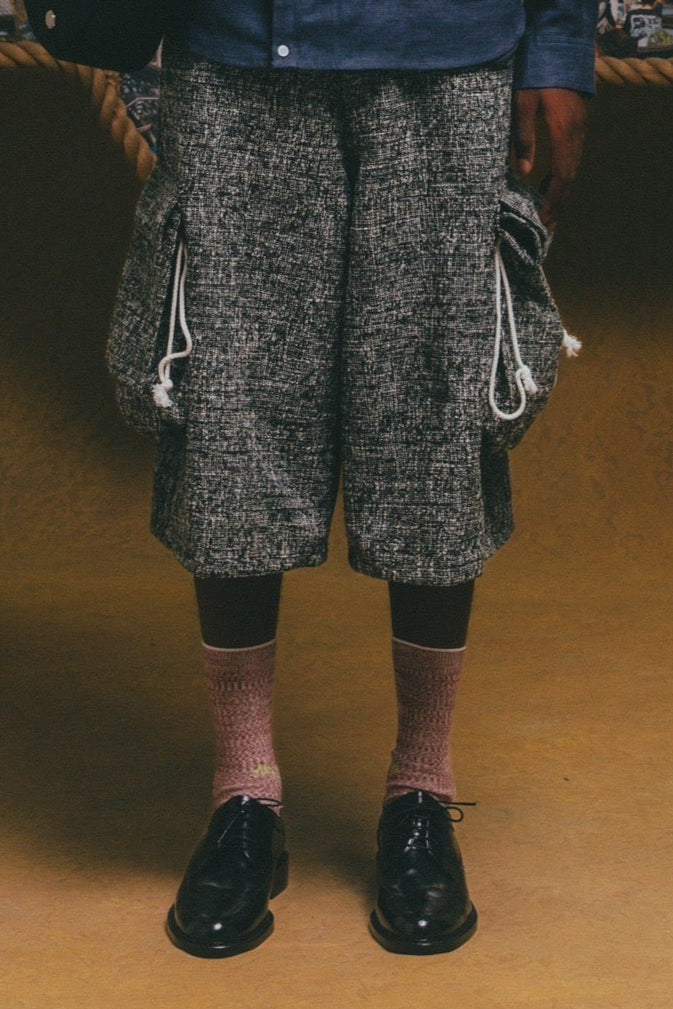 Tweed Purse Cargo Shorts【BLK】