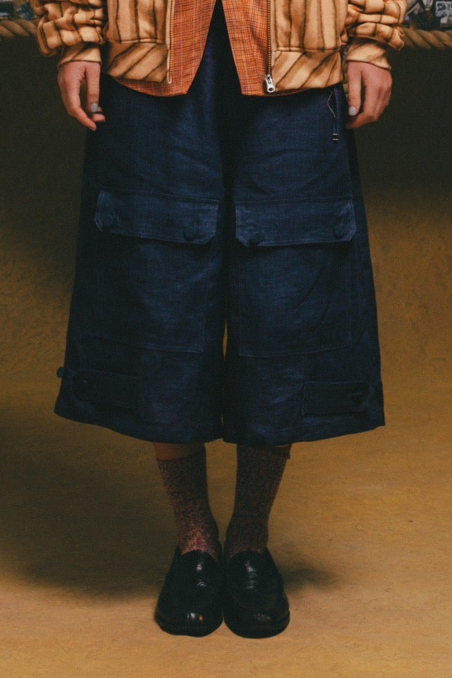 Linen Brade Buggy Shorts【NVY】