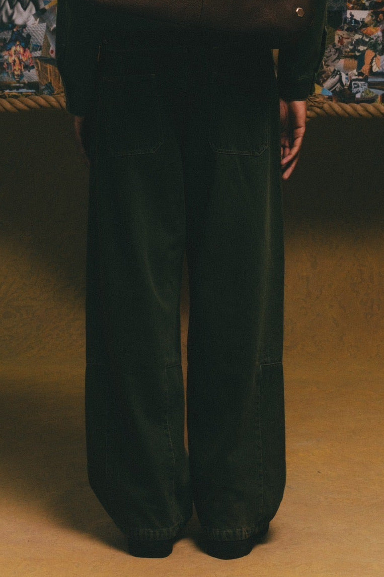 Two Zips Straight Wide Denim【GRN】