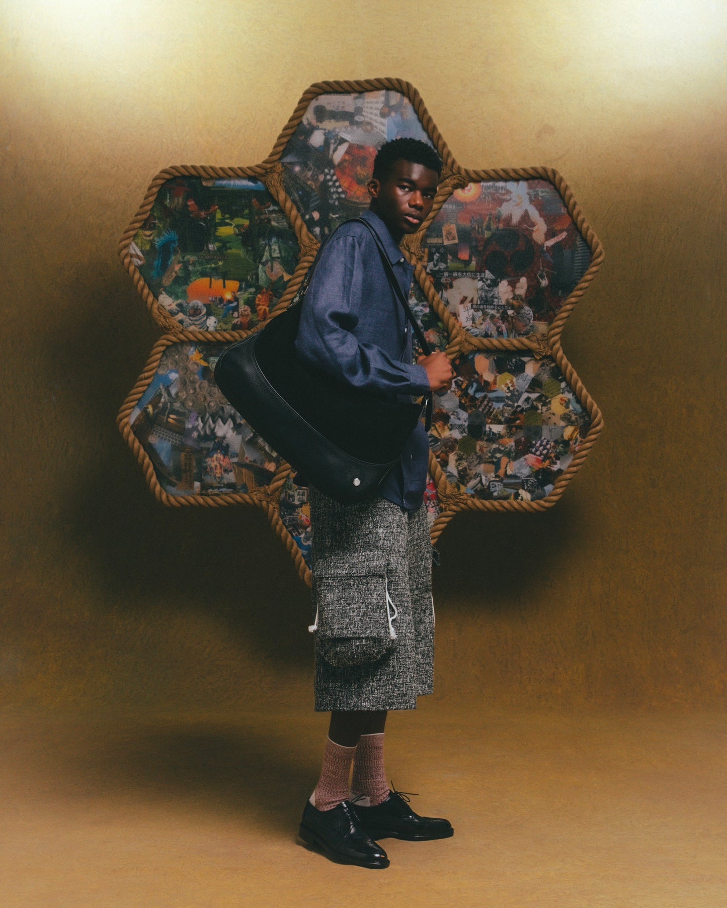 Tweed Purse Cargo Shorts【BLK】