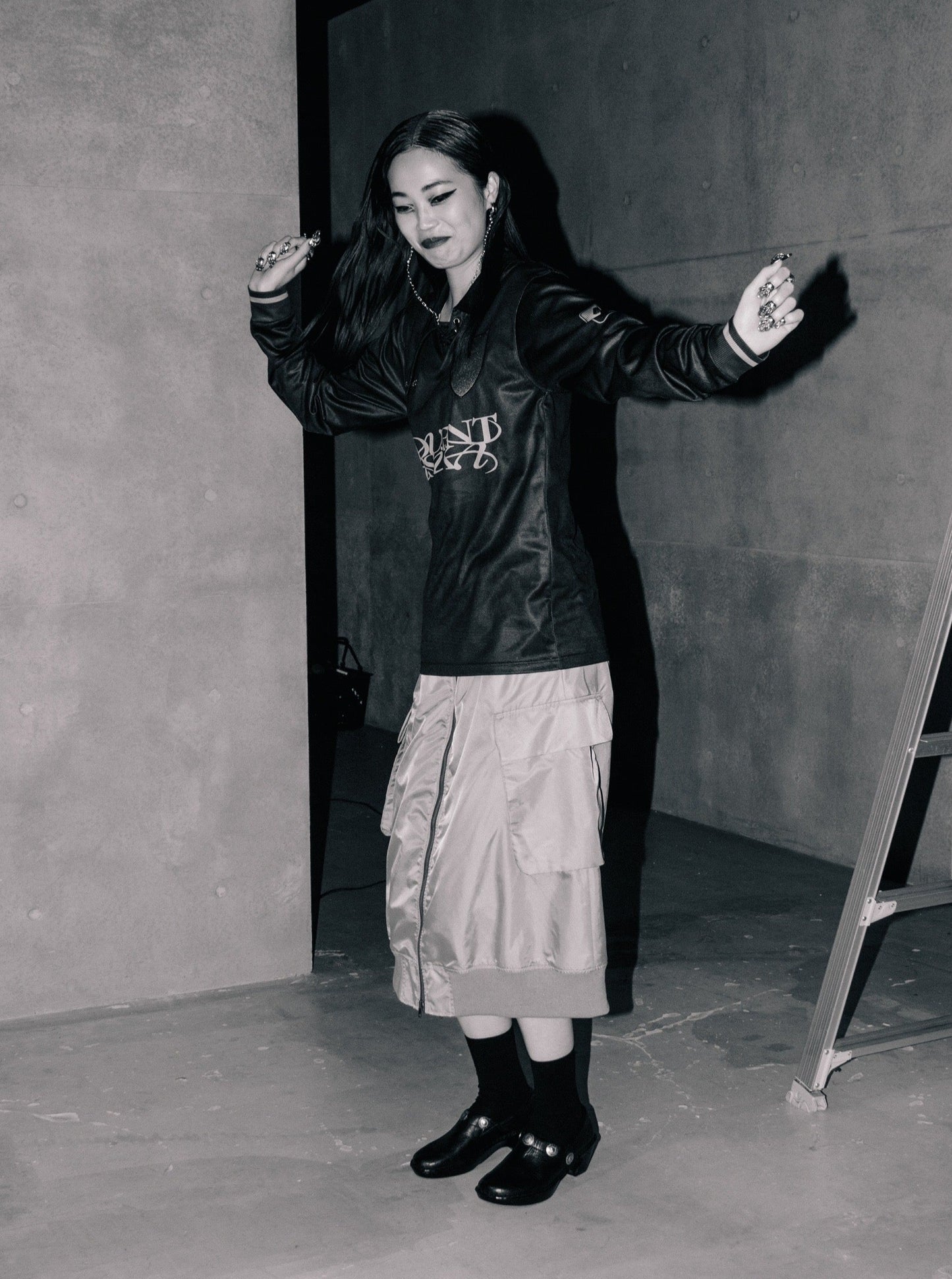 Nylon Rib Skirt 【Gray】