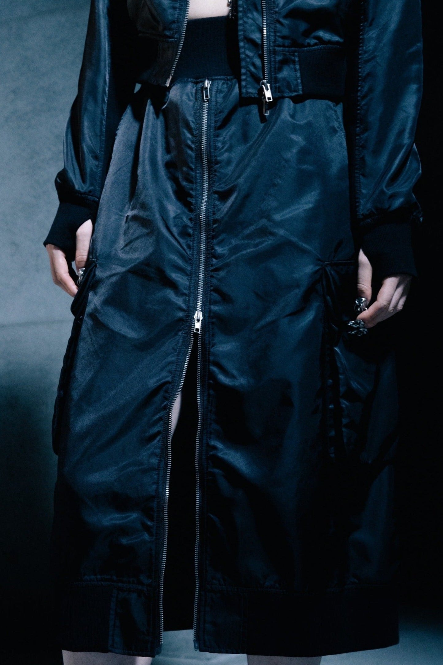 Nylon Rib Skirt 【Black】