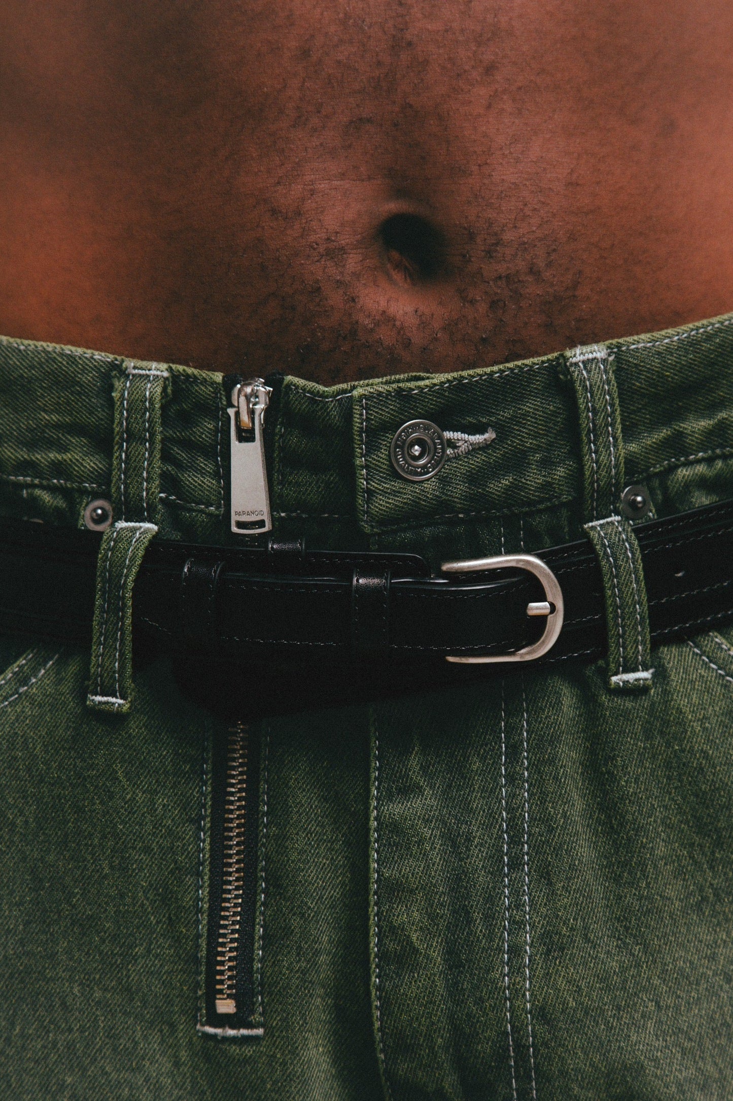 Two Zips Straight Wide Denim【GRN】
