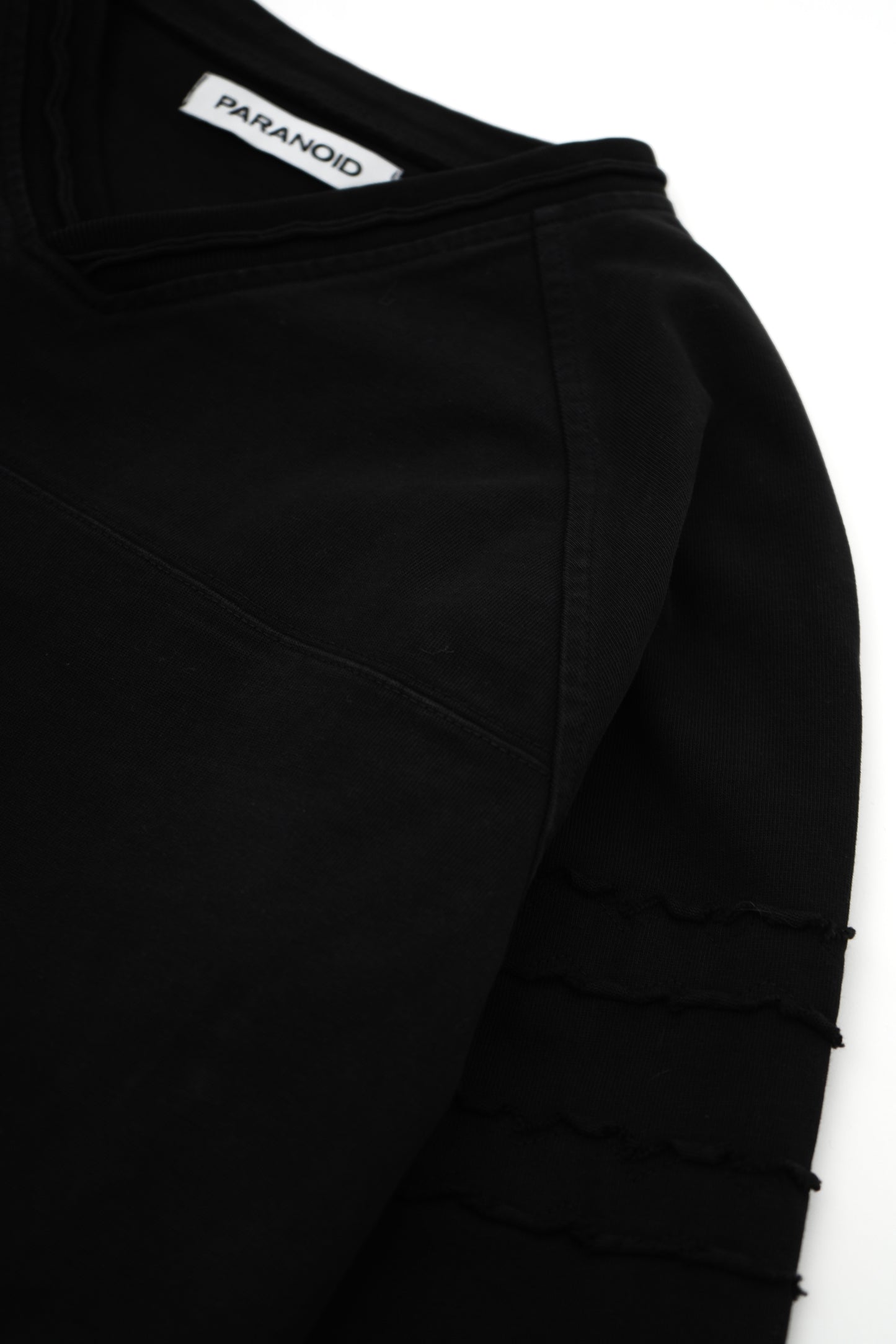 V-neck Elbow Patch L/S T-Shirt【BLK】