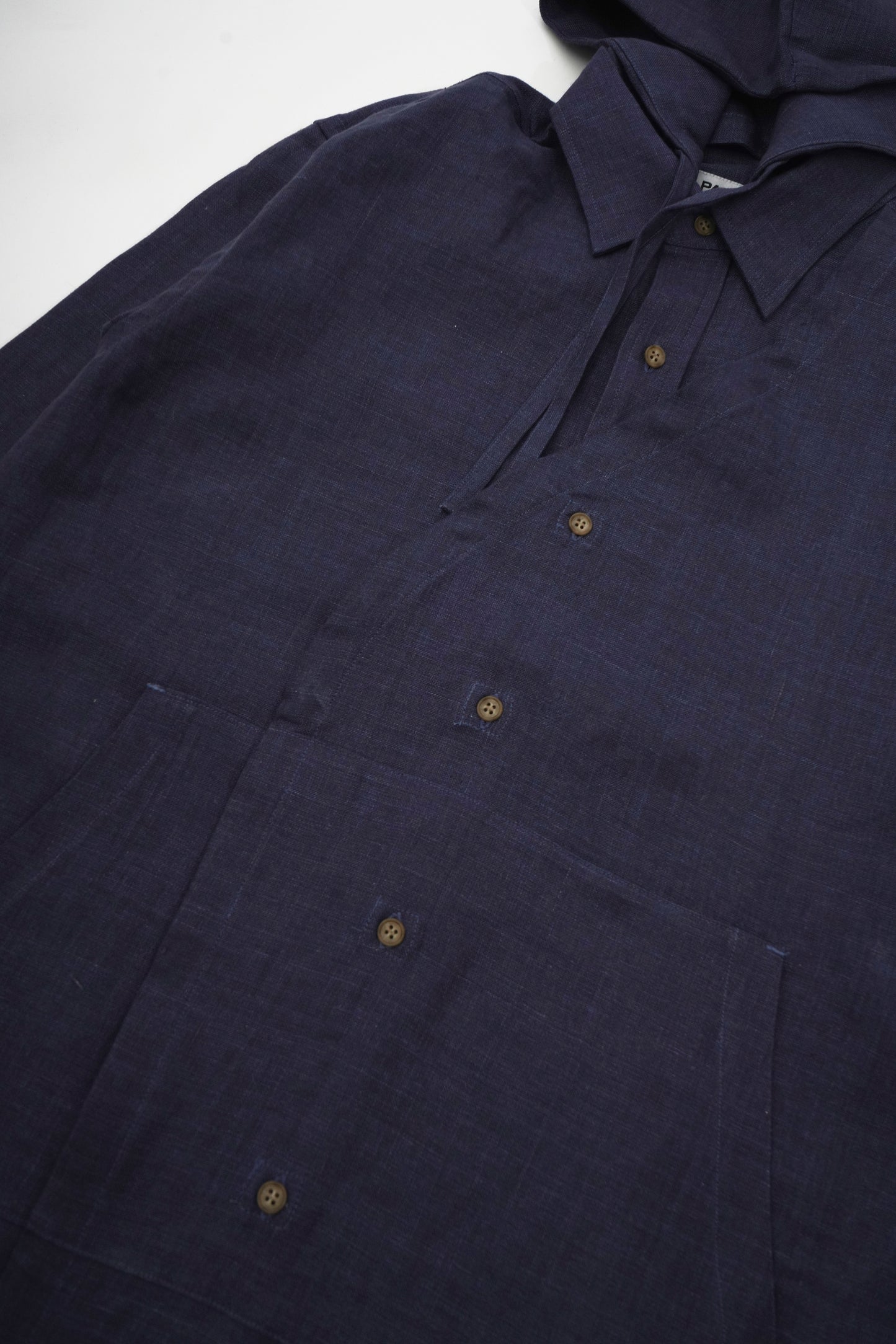 Linen Hooded Panel Shirt【NVY】