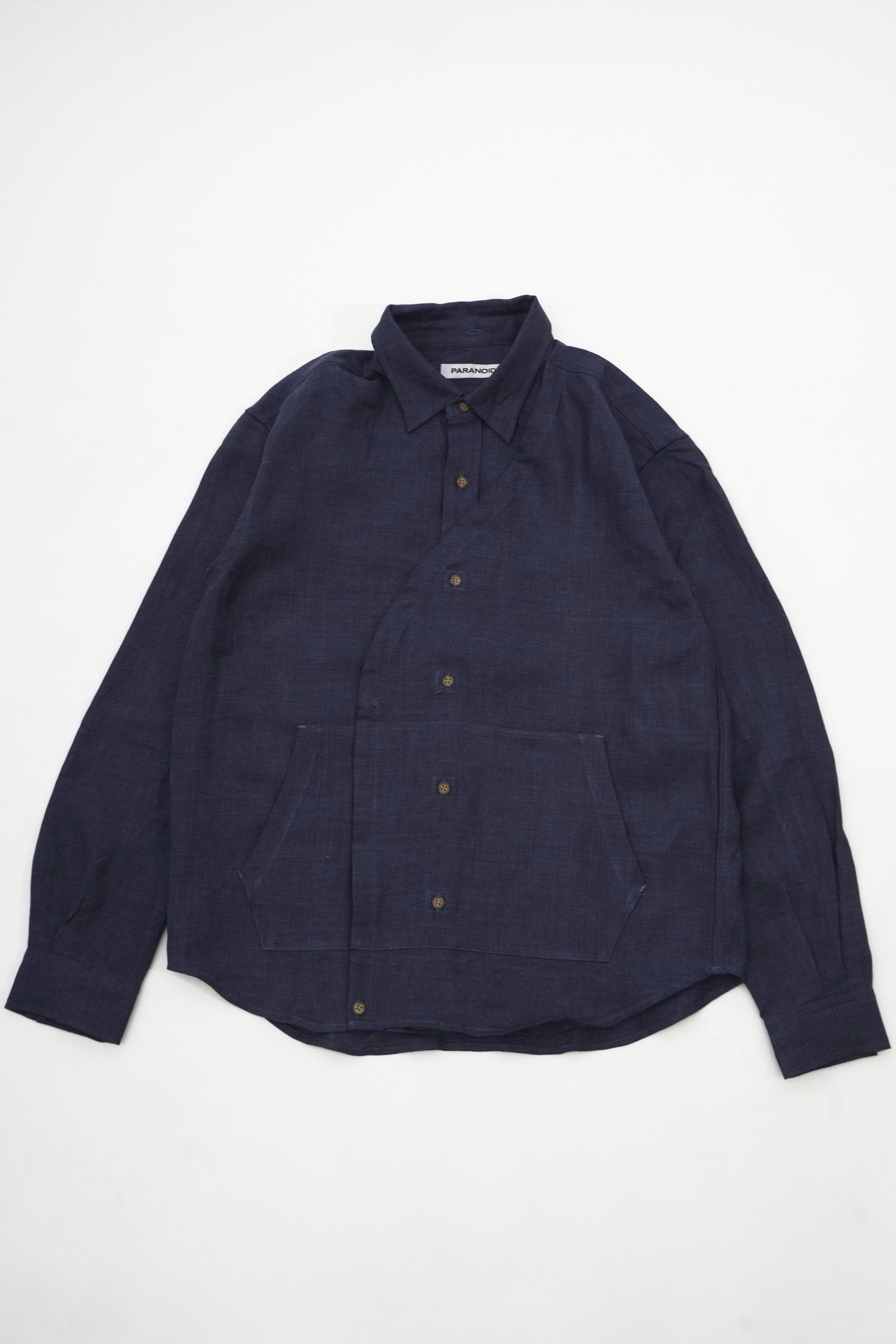 Linen Hooded Panel Shirt【NVY】