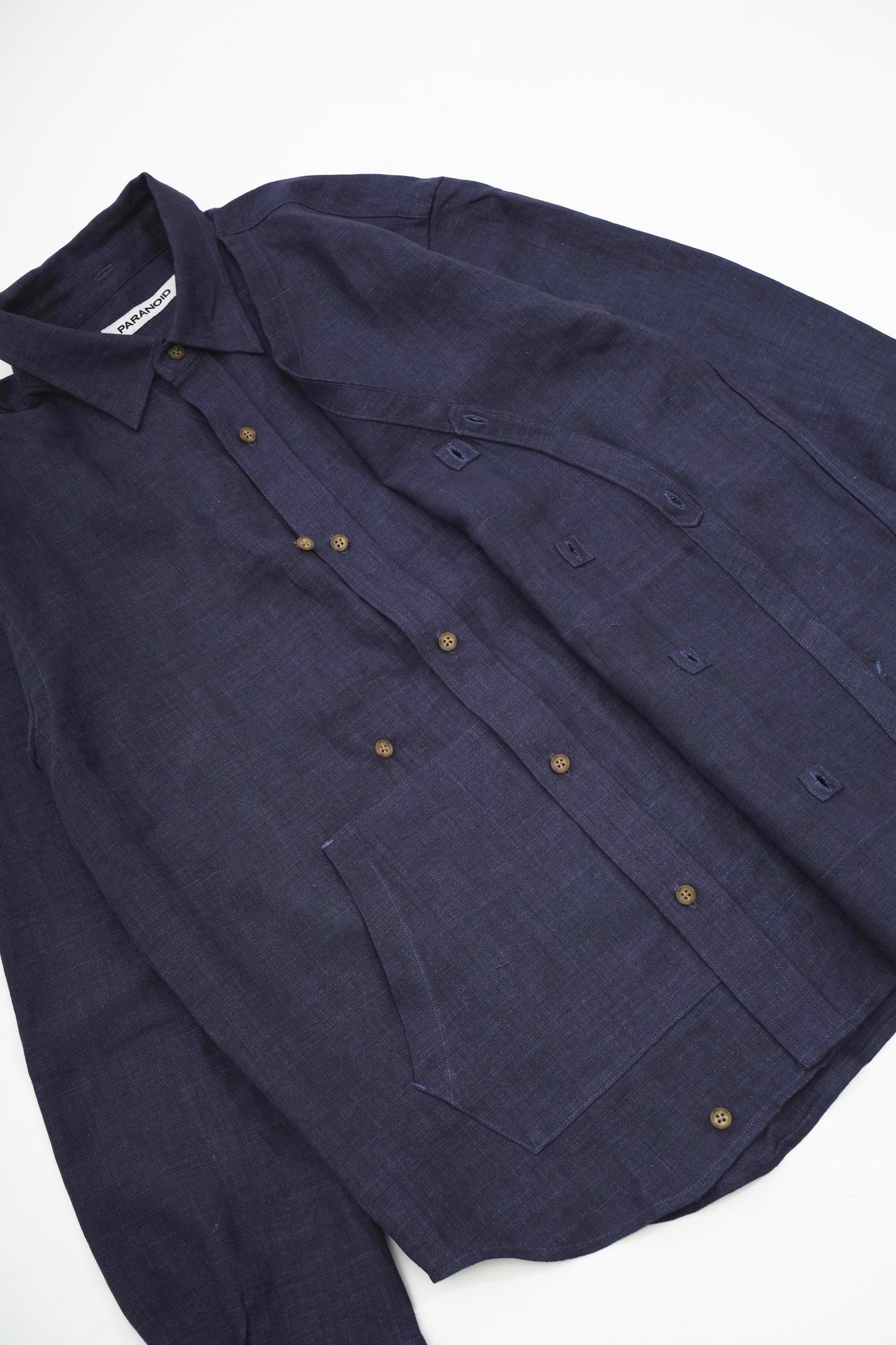 Linen Hooded Panel Shirt【NVY】