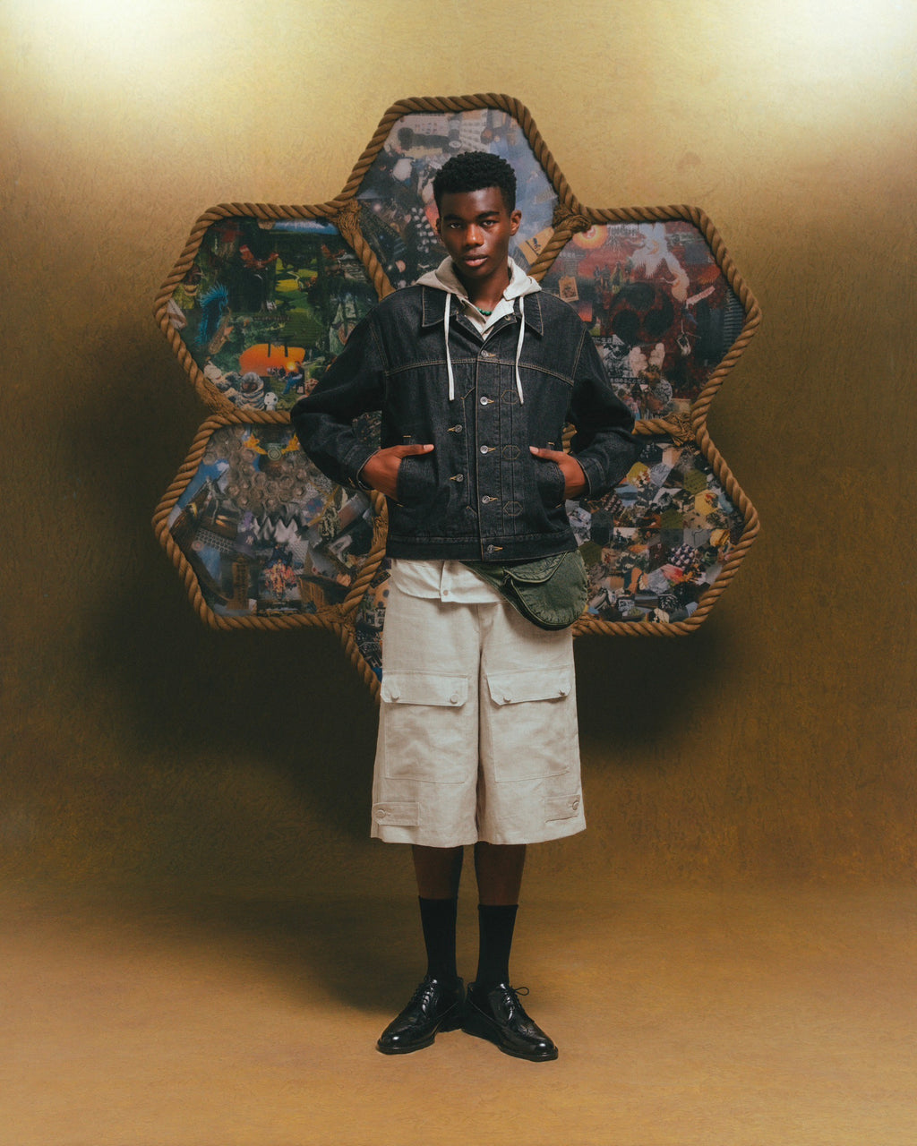 "whashed" denim waist bag