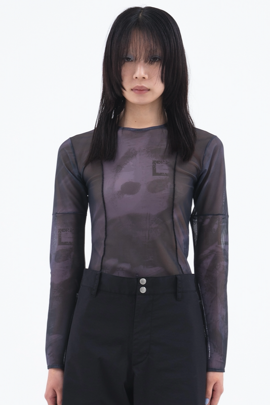 "PEGADAS" Mesh Blouse 【Black】