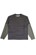 "horizontal stripe" reversible long sleeve t-shirt