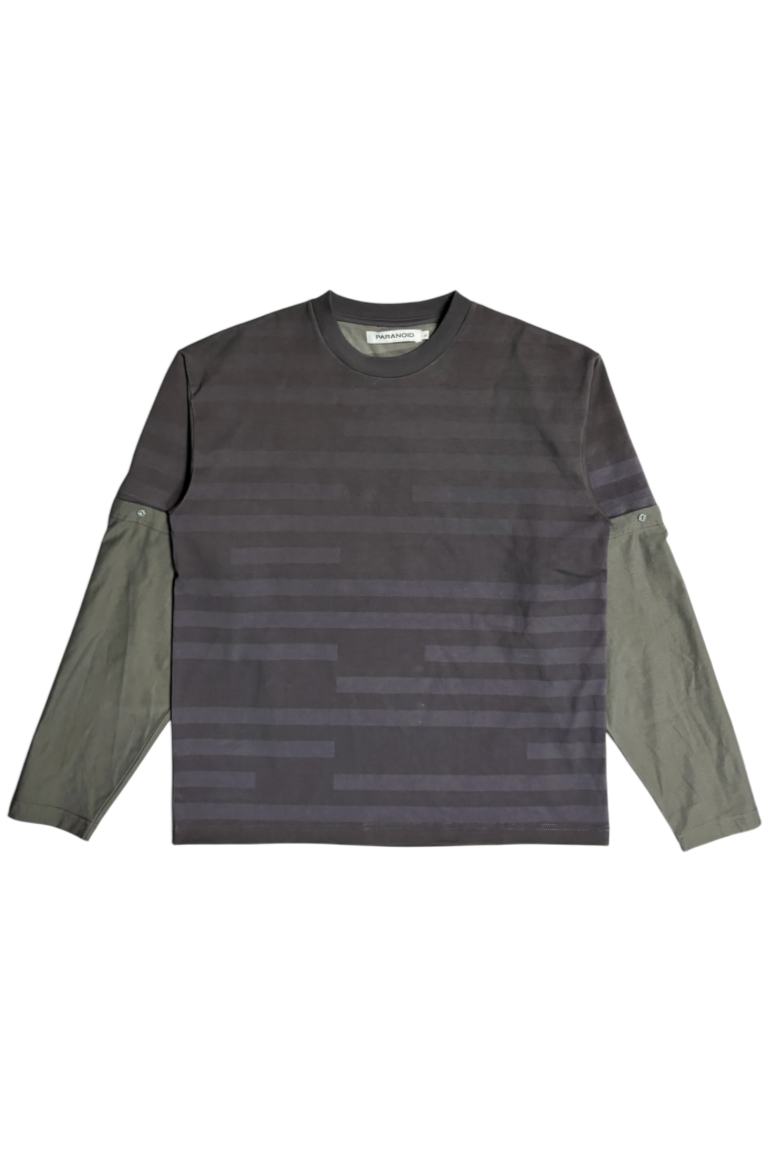 "horizontal stripe" reversible long sleeve t-shirt