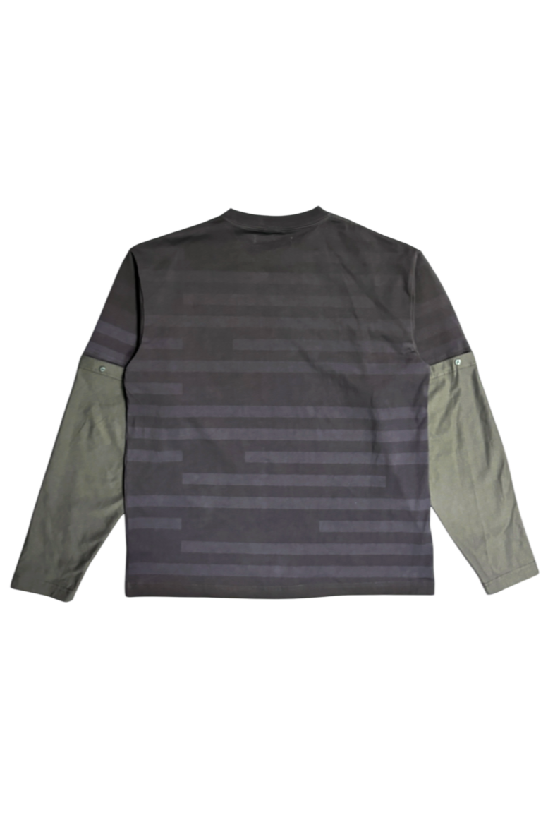 "horizontal stripe" reversible long sleeve t-shirt