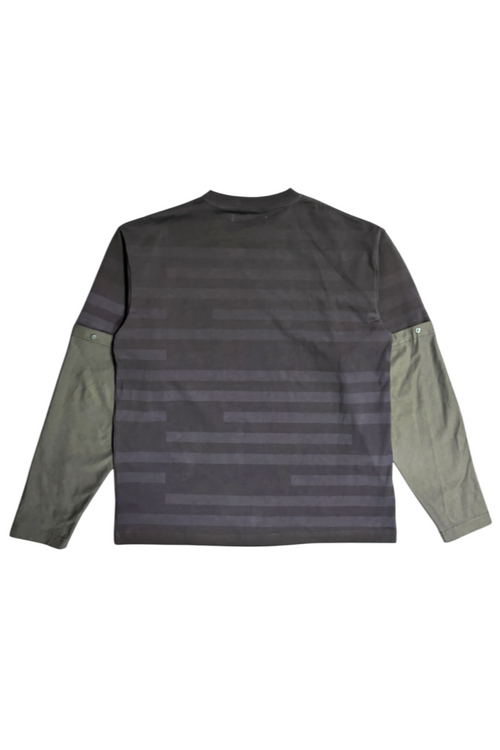 "horizontal stripe" reversible long sleeve t-shirt