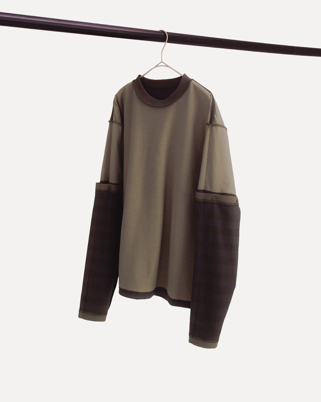 "horizontal stripe" reversible long sleeve t-shirt