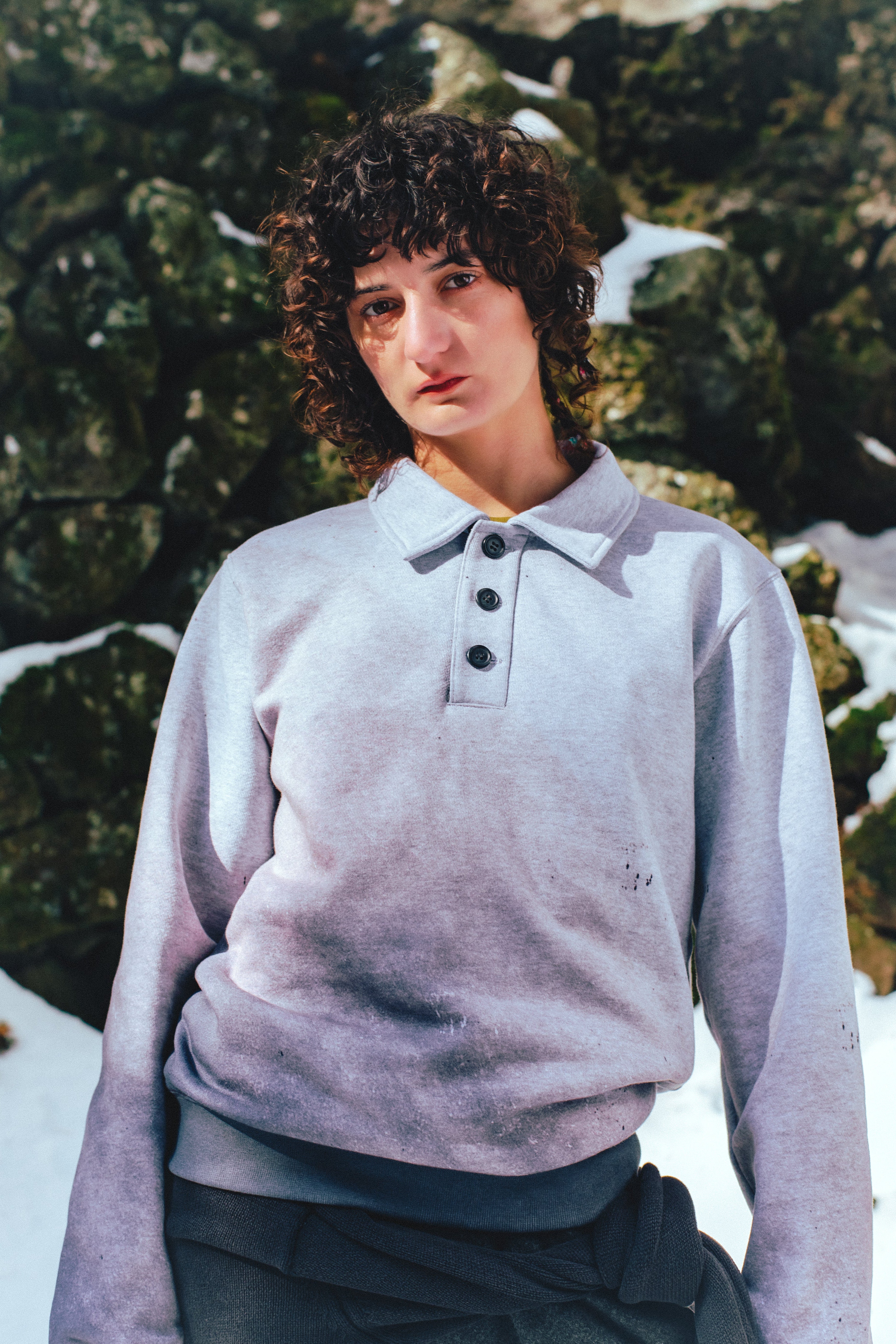 "gradation hooded" polo sweayer