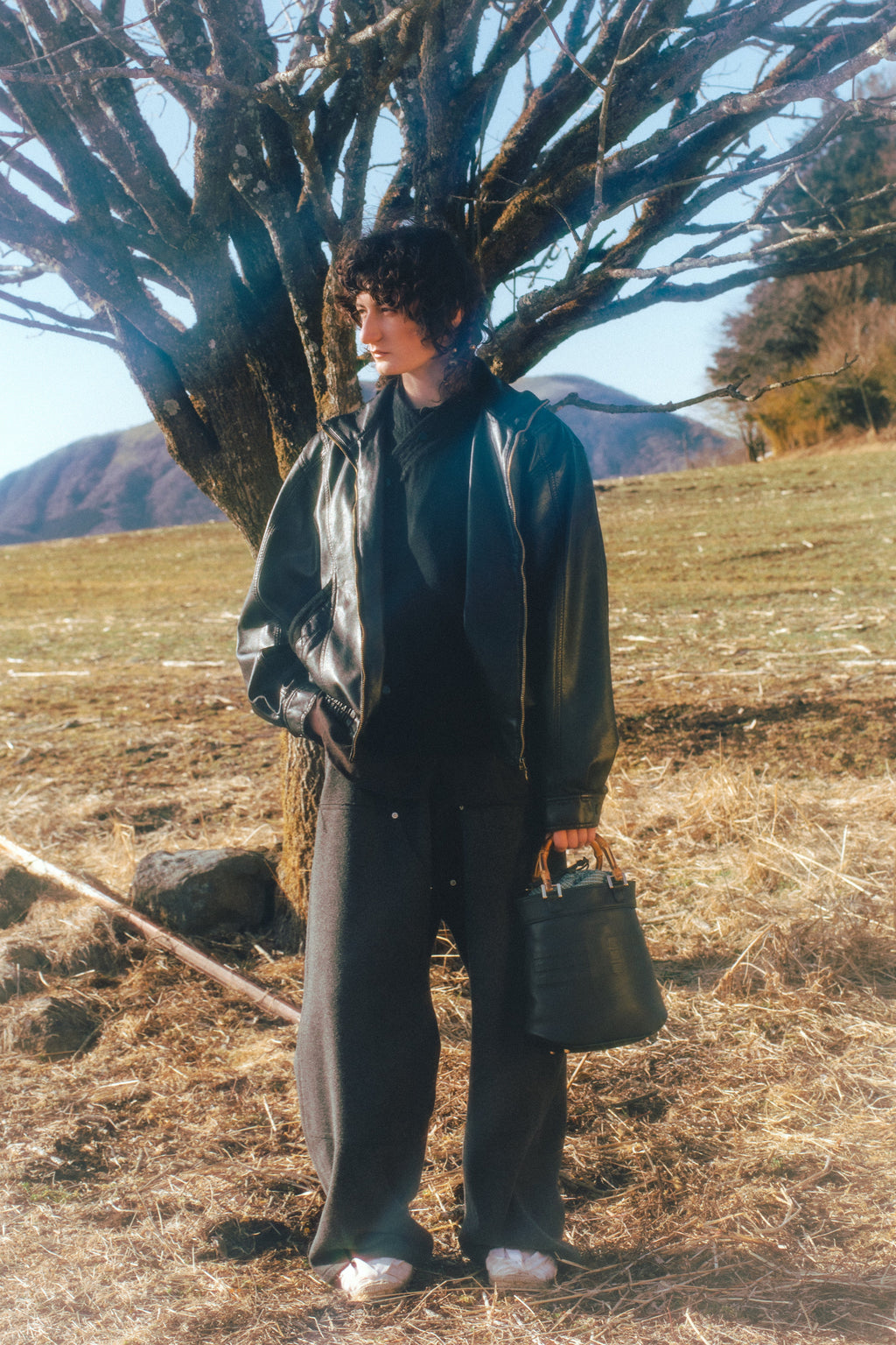 "dougi leather layered" jacket