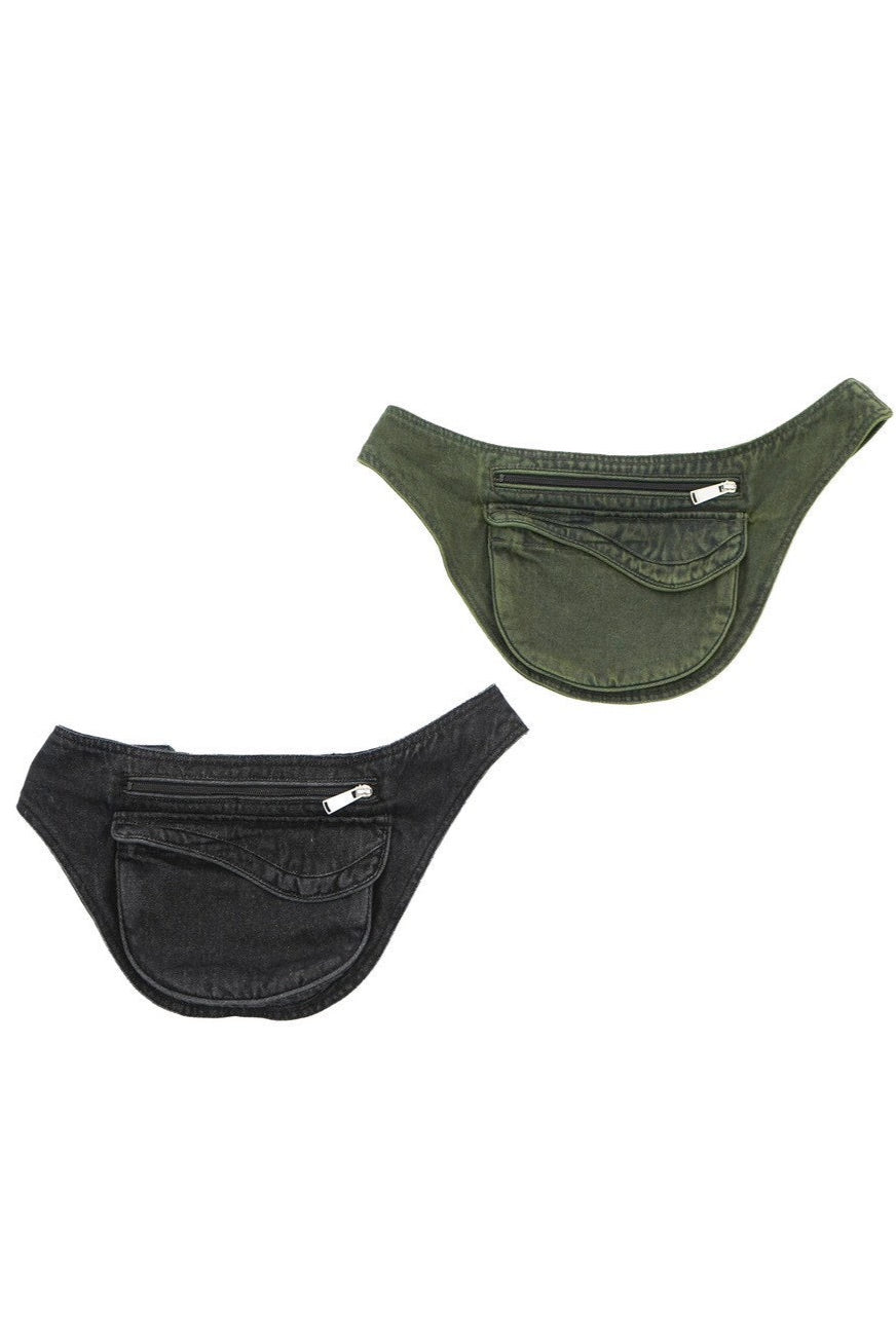 "whashed" denim waist bag