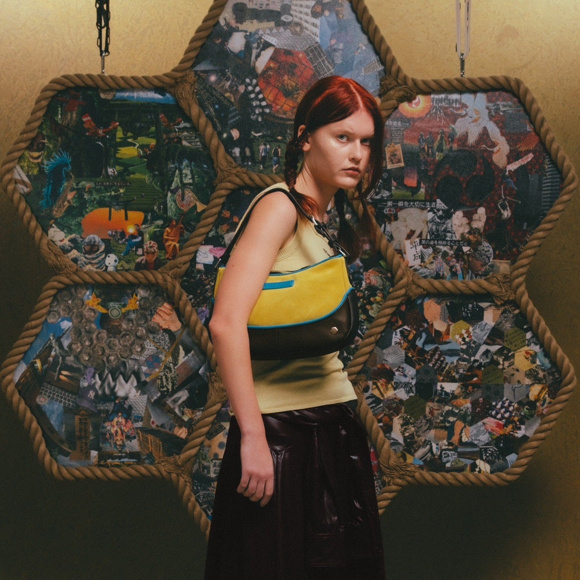 "leather piping" hand bag