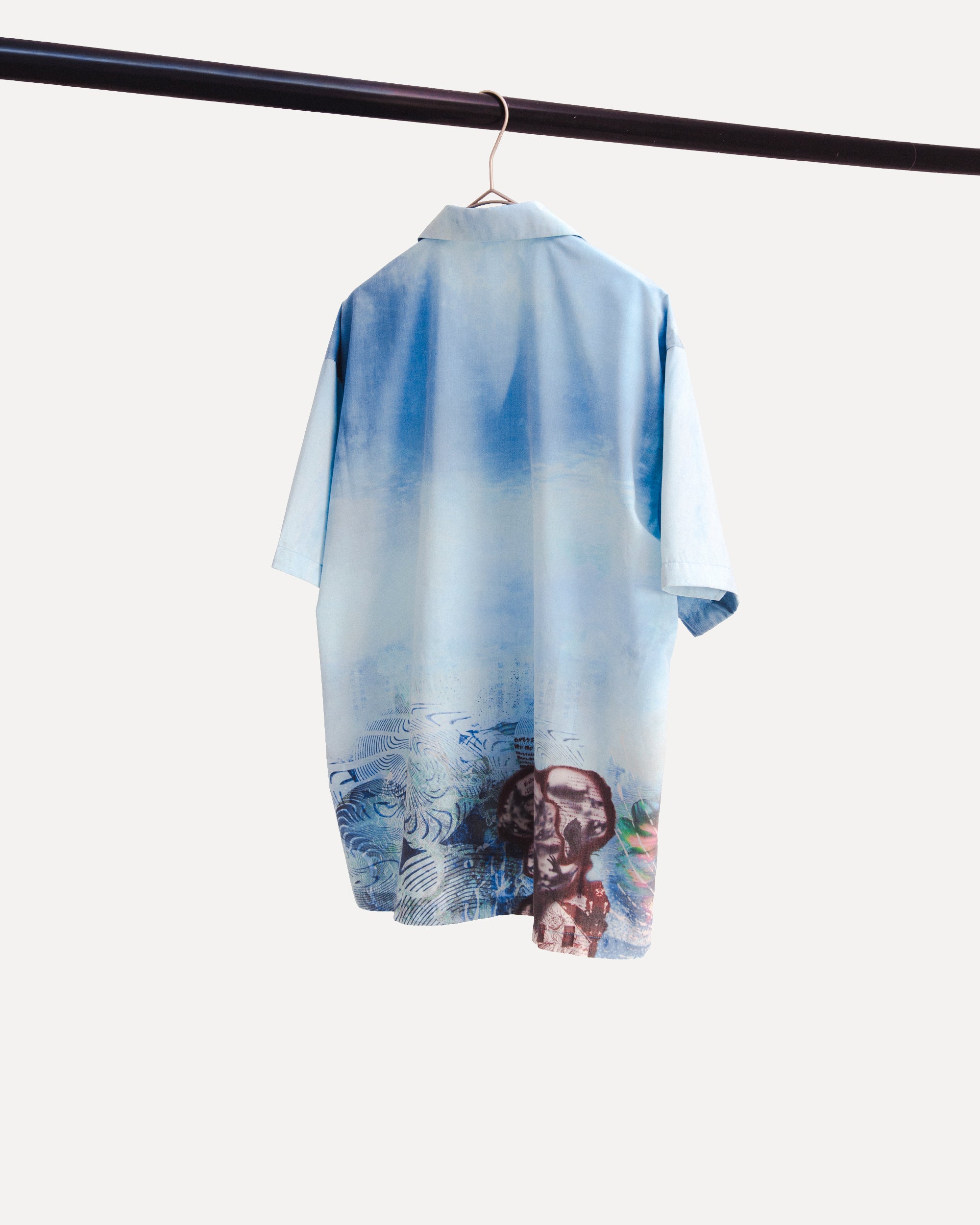 "print open collar"shirt