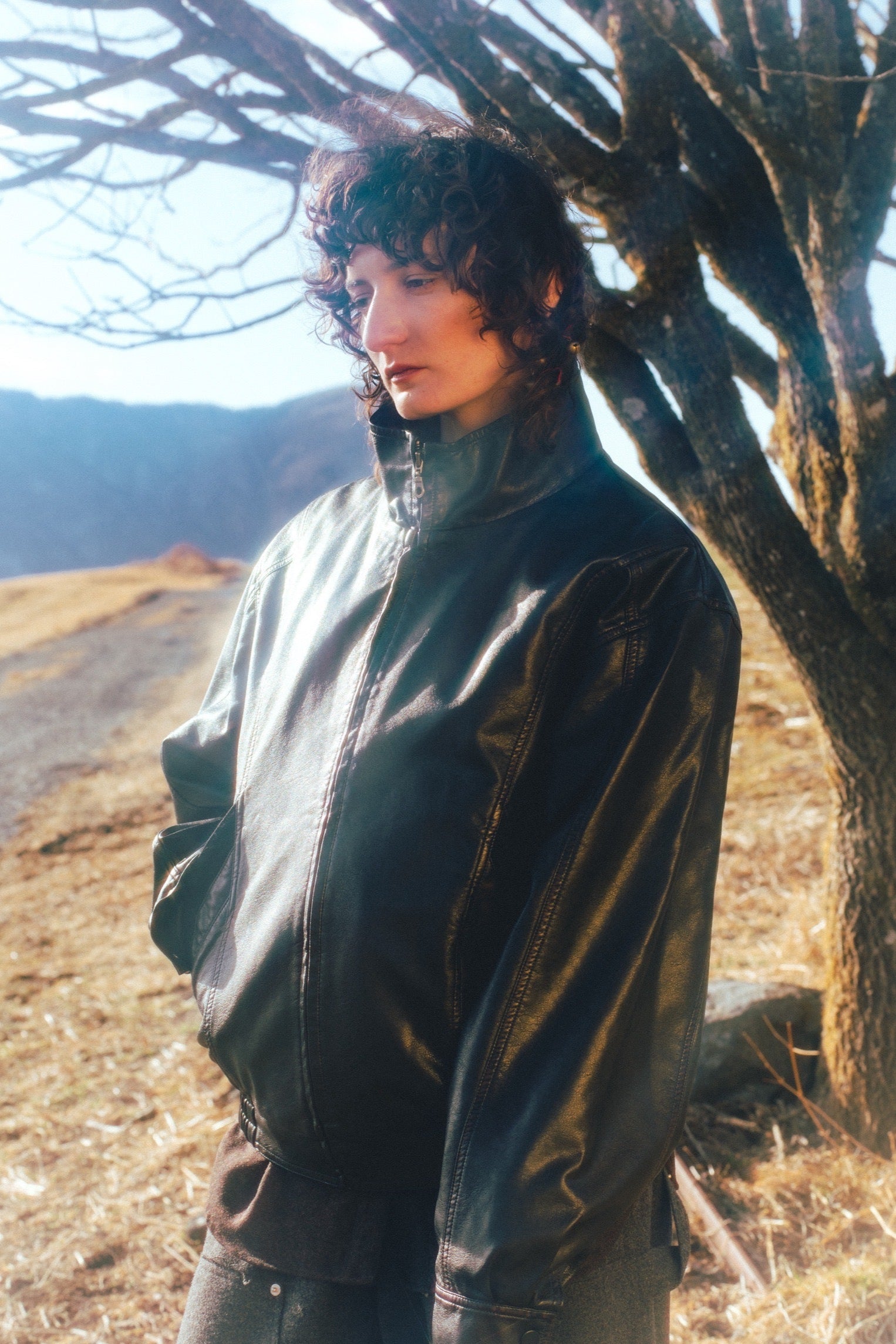 "dougi leather layered" jacket