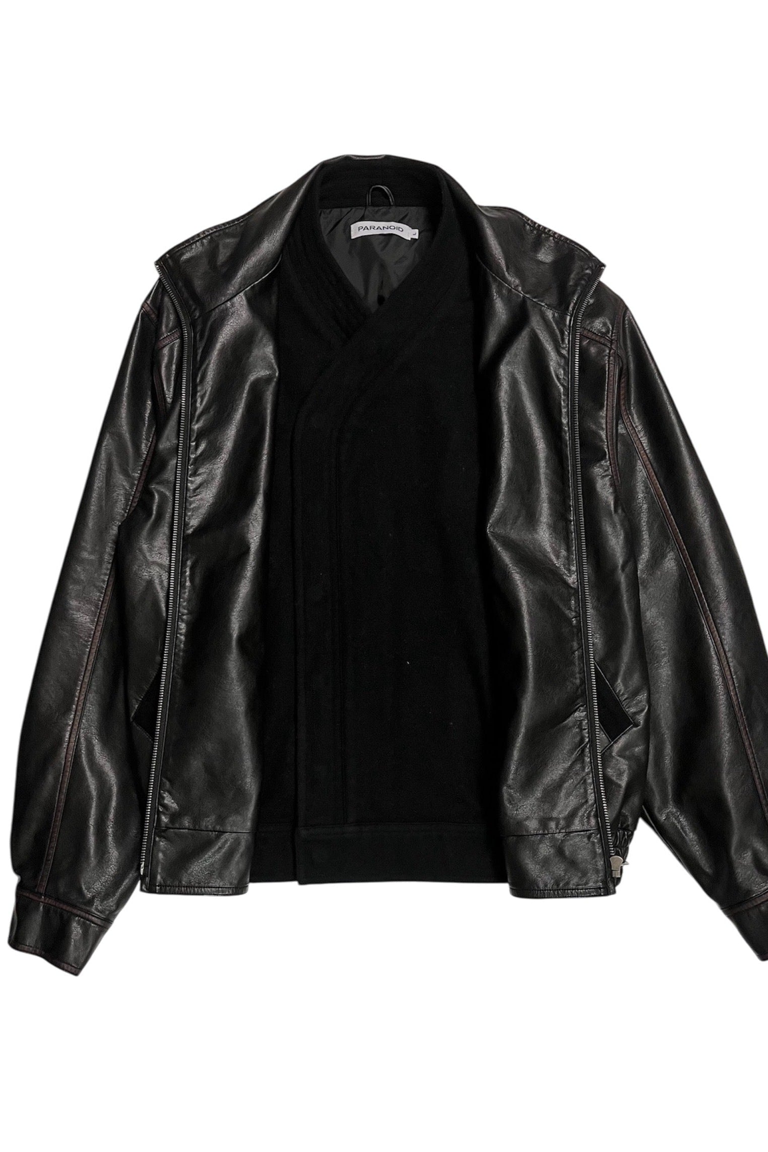 "dougi leather layered" jacket