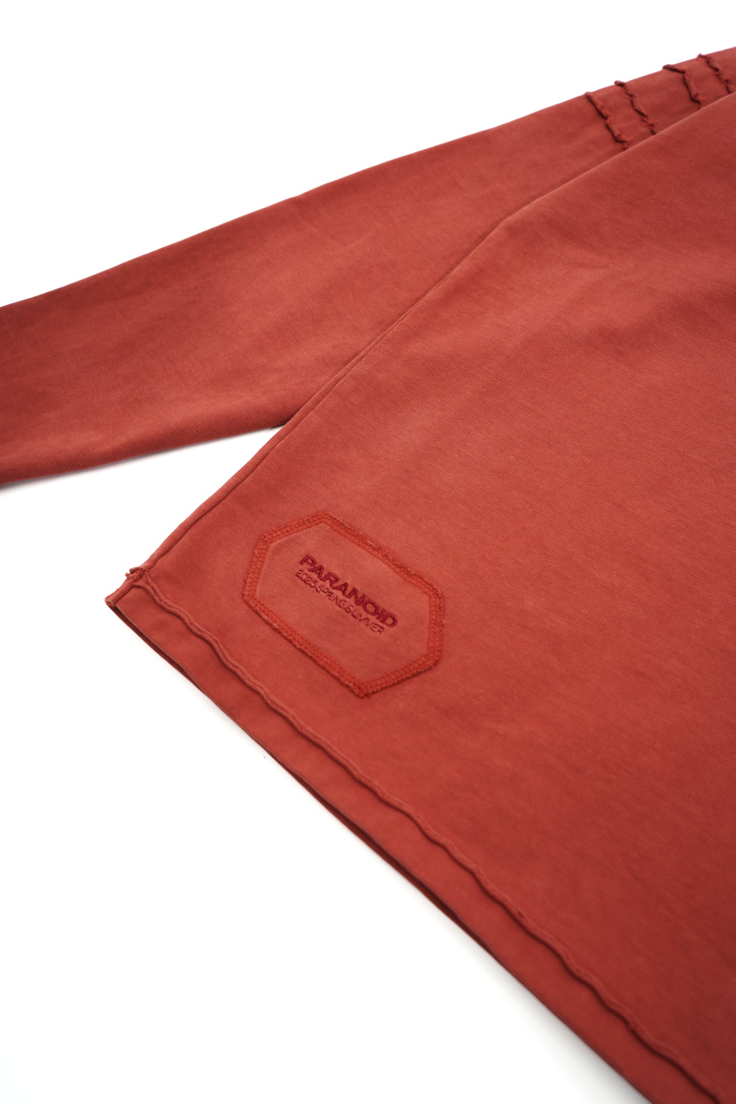 V-neck Elbow Patch L/S T-Shirt【RED】