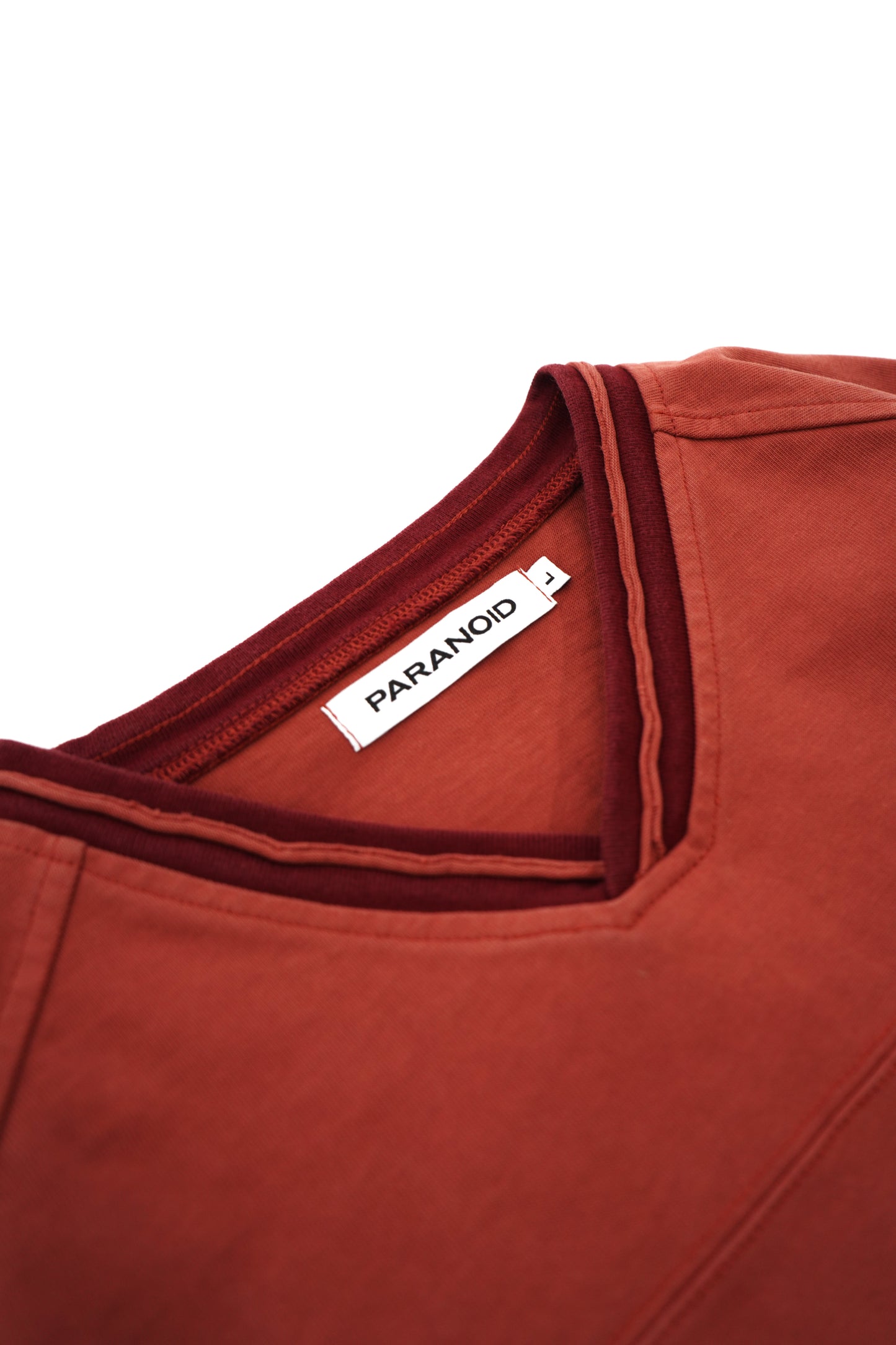 V-neck Elbow Patch L/S T-Shirt【RED】