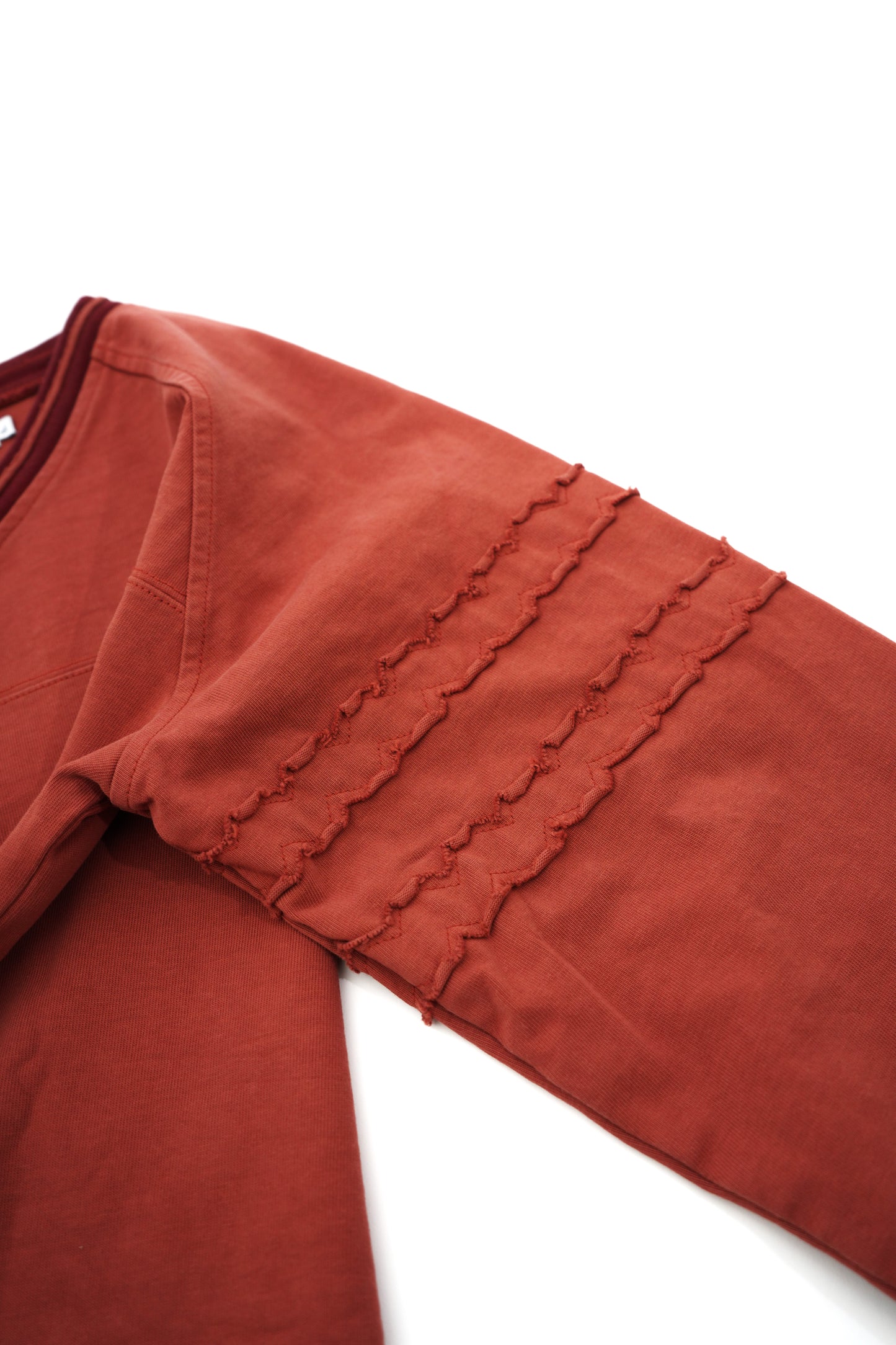 V-neck Elbow Patch L/S T-Shirt【RED】