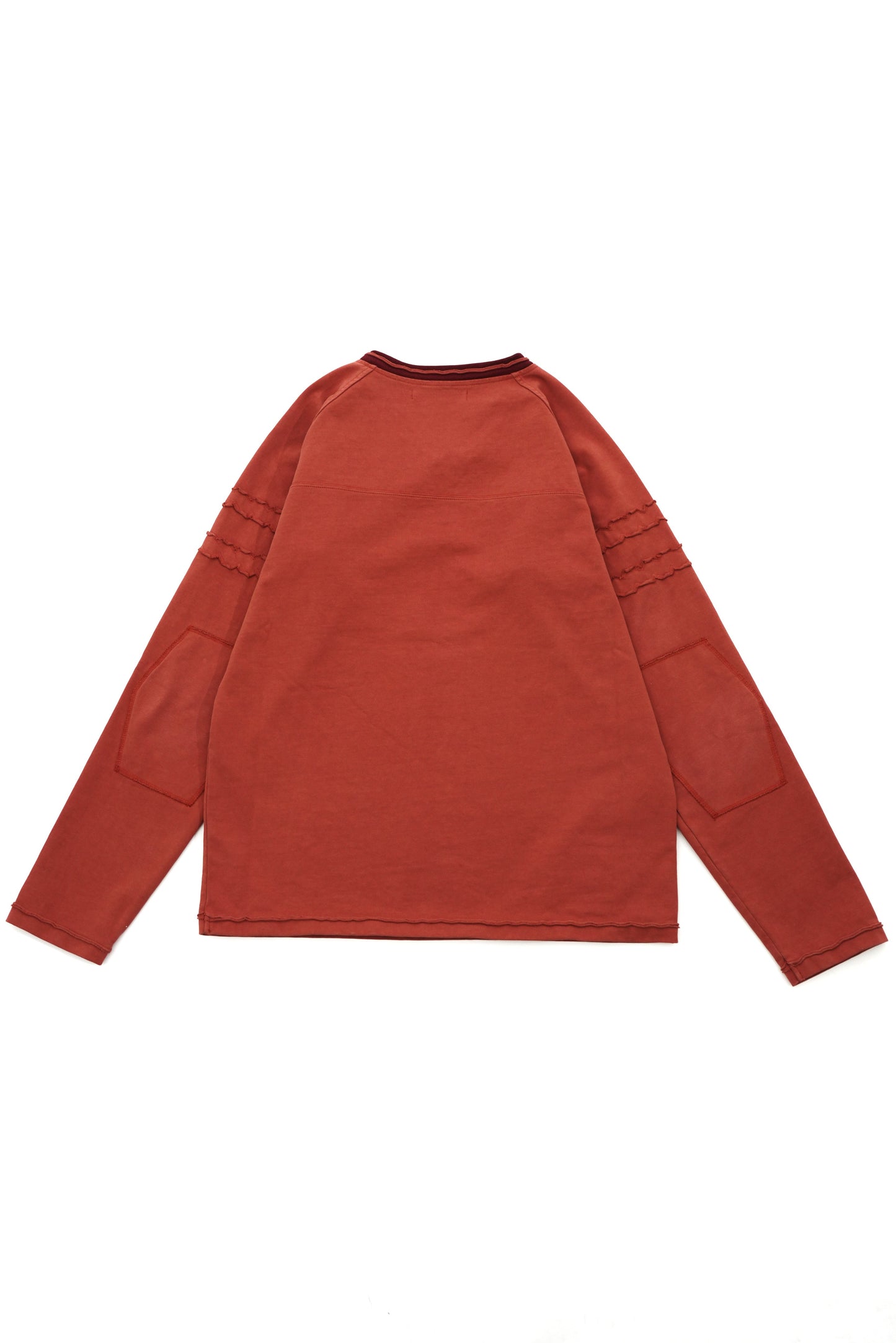 V-neck Elbow Patch L/S T-Shirt【RED】