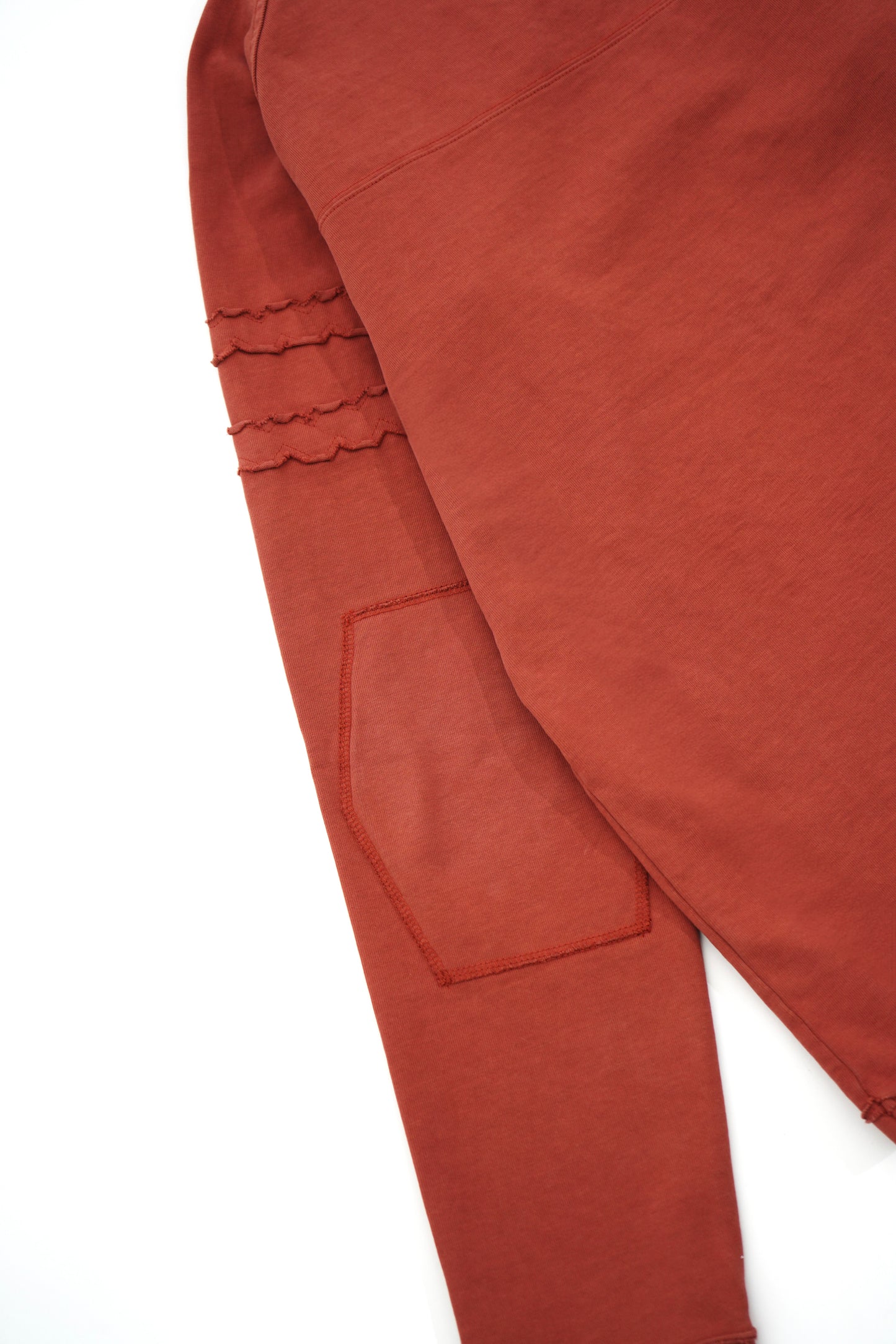 V-neck Elbow Patch L/S T-Shirt【RED】