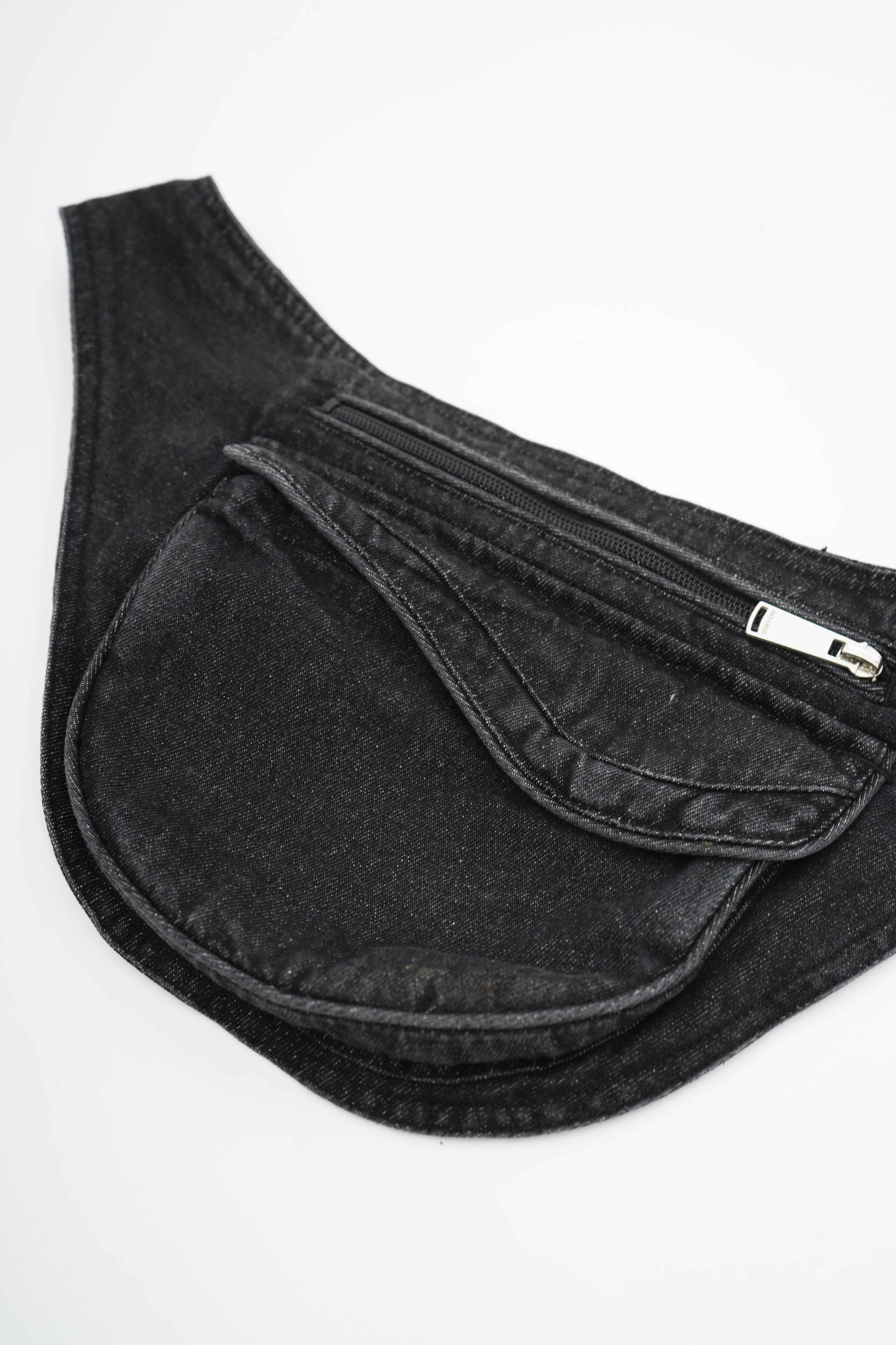 "whashed" denim waist bag